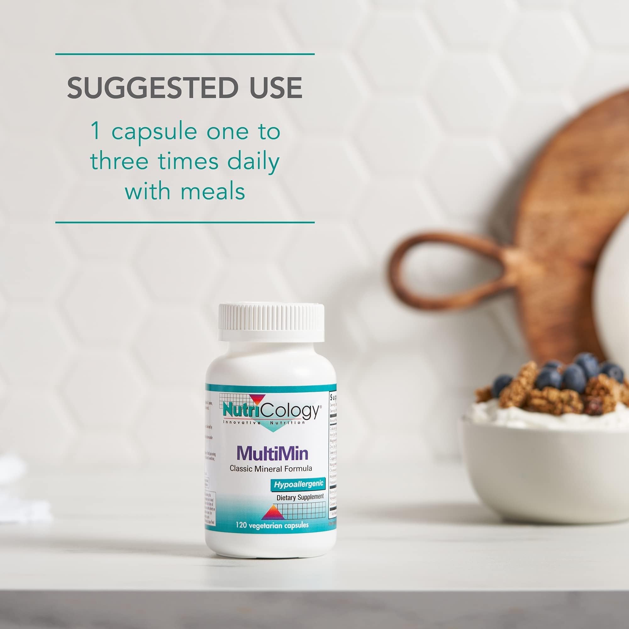 NutriCology MultiMin - Essential Mineral Blend with Macro Trace & Ultra Trace Minerals - Supports Mineral Balance Absorption & Cellular Function - 120 Servings - 120 Vegetarian Capsules Allergy Research Group uk supplements