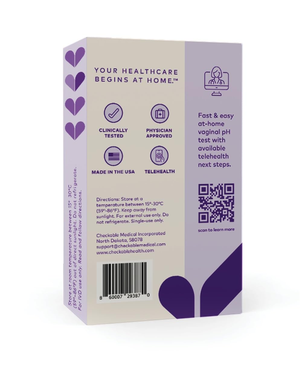 Checkable® Vaginal pH Screening Strips, Quick Results, Vaginal pH Balance Screening Strip Checkable Medical uk supplements