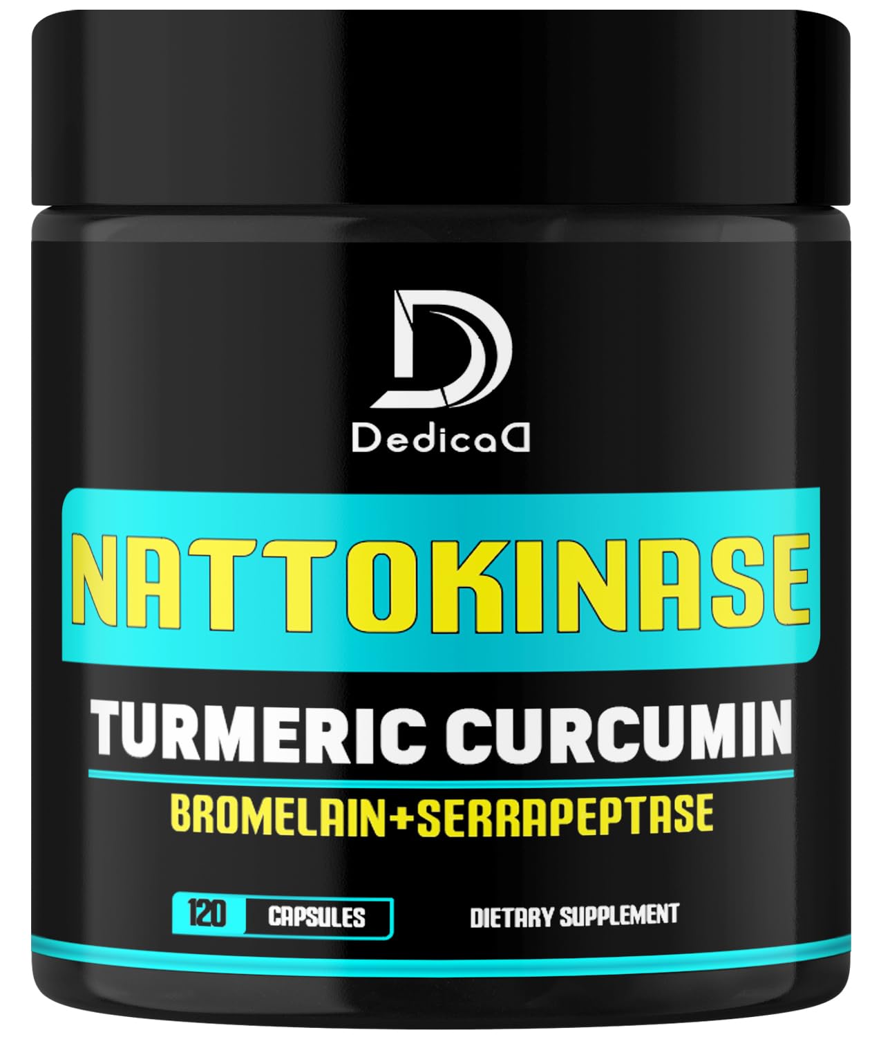 DEDICAD 4-in-1 Nattokinase 2000 Fu, Turmeric, Bromelain, Serrapeptase - Spike Protein Detox - Body Balance, Circulation Health & Immune System - 120 Capsules 4-Month Supply DEDICAD uk supplements
