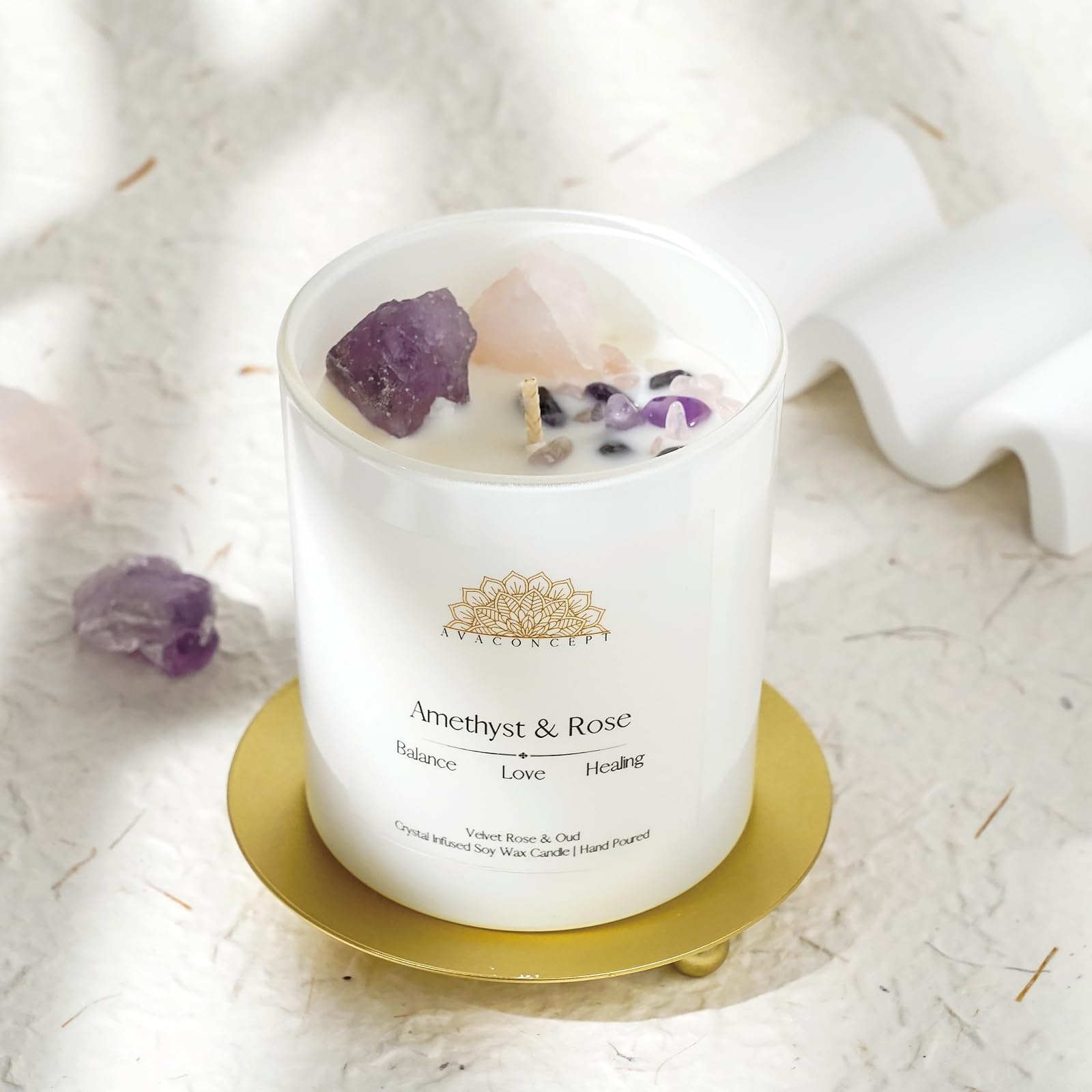 Ava Concept Scented Crystal Candle 10 oz jar Candle (Velvet Rose & Oud) ava concept uk supplements