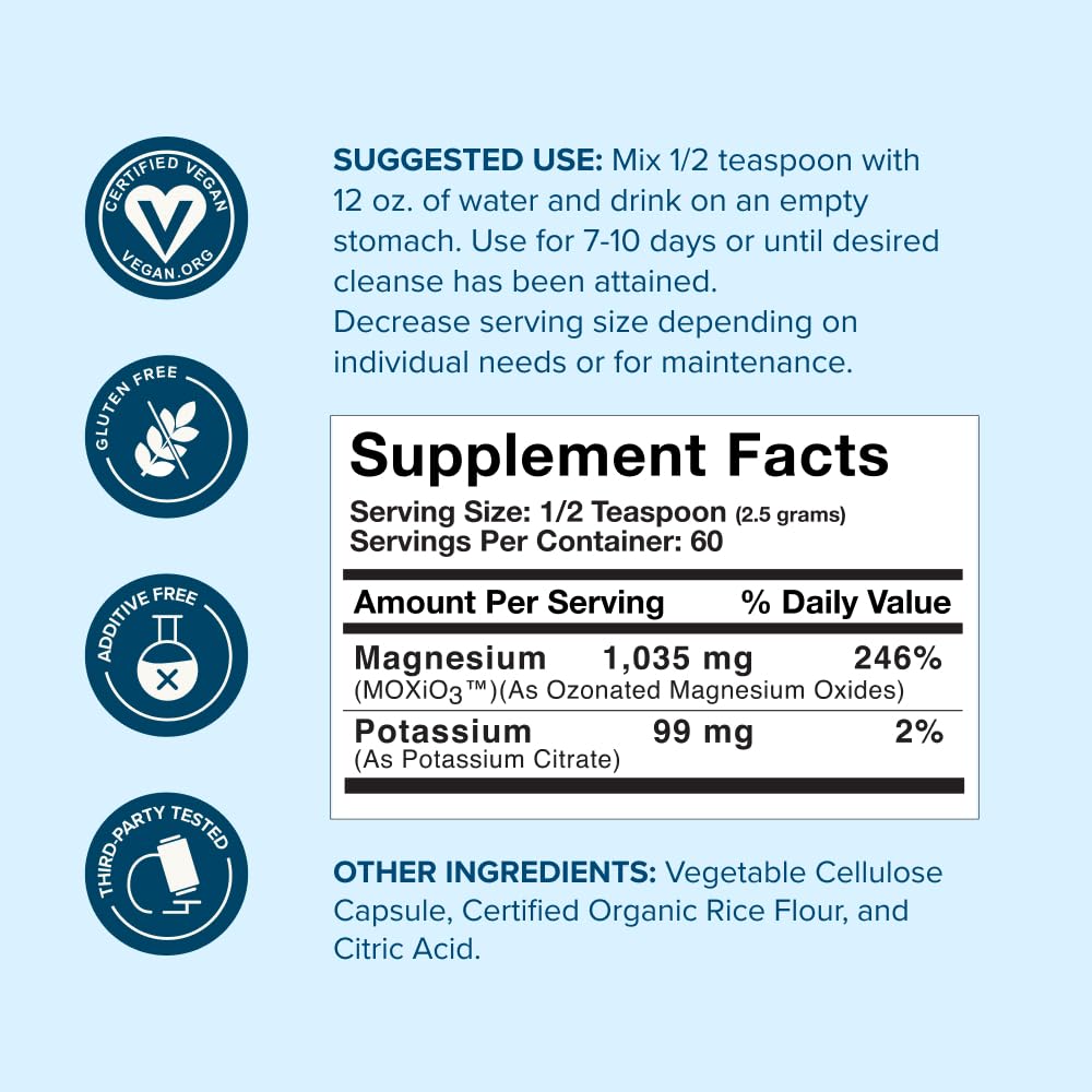 nbpure MagO7 - Natural Colon Cleanse & Detox Powder - Occasional Constipation Relief, Stool Softener, & Bloating Support for Men & Women - Ozonated Magnesium Oxide, 150 Gram nbpure uk supplements