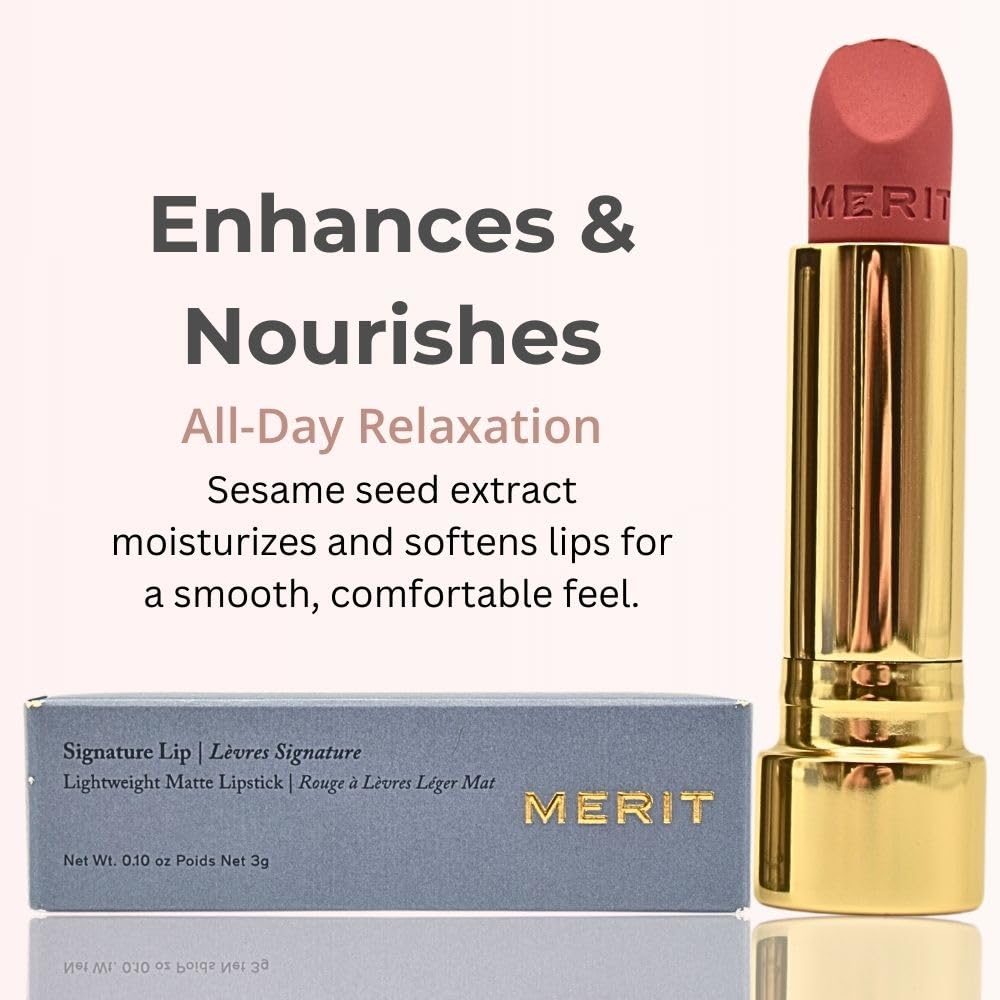 Merit Signature Lip Lightweight Matte Lipstick - 0.10 oz / 3 g (Sunday (pink), standard) Merit uk supplements