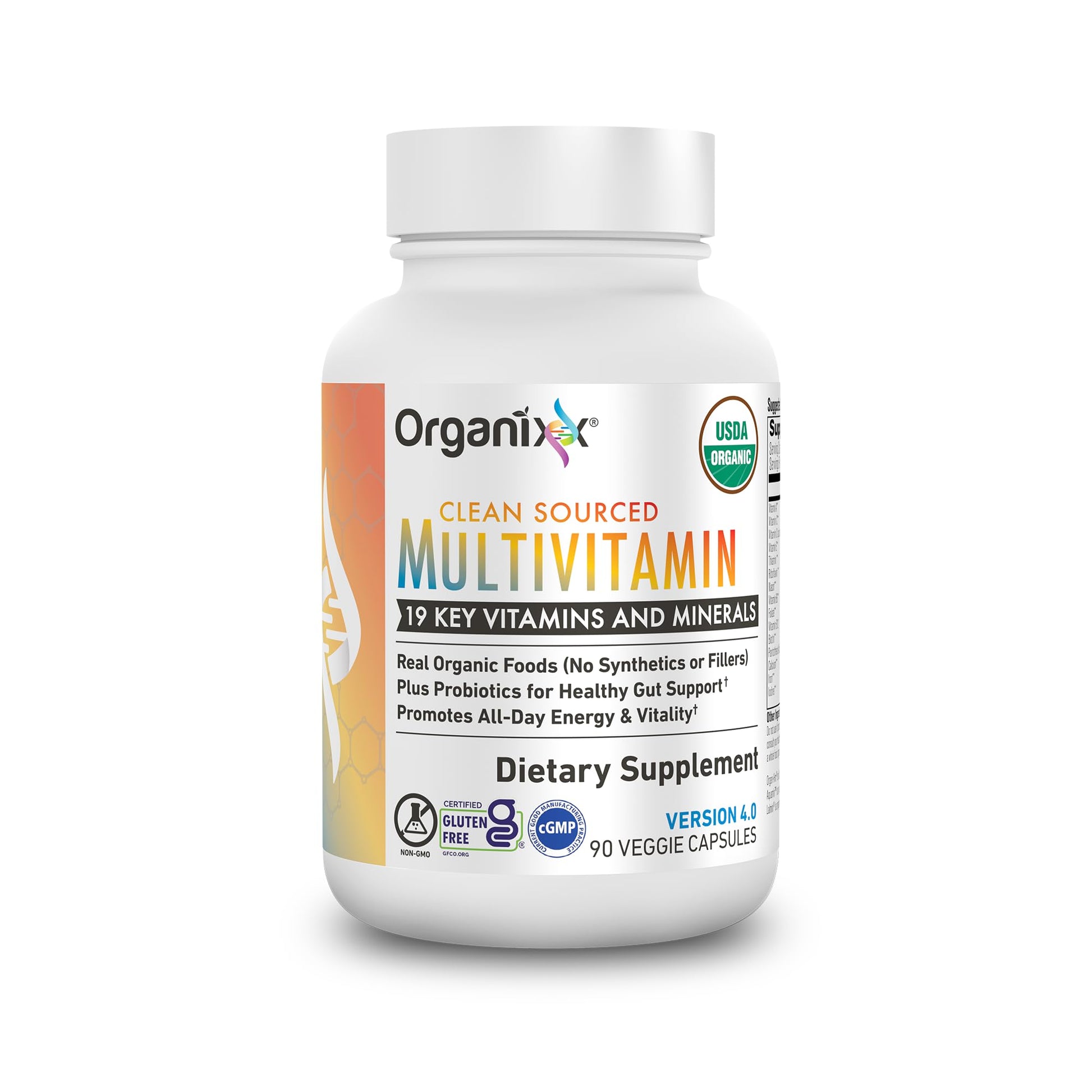 Organixx Clean Sourced Multivitamin for Women & Men, w/Vitamin C, D3, Vitamin B Complex, Probiotics, Organic Fruits & Vegetables, Supports Digestive Gut Health, Immune Support, 90 Vegan Gel Capsules Organixx uk supplements