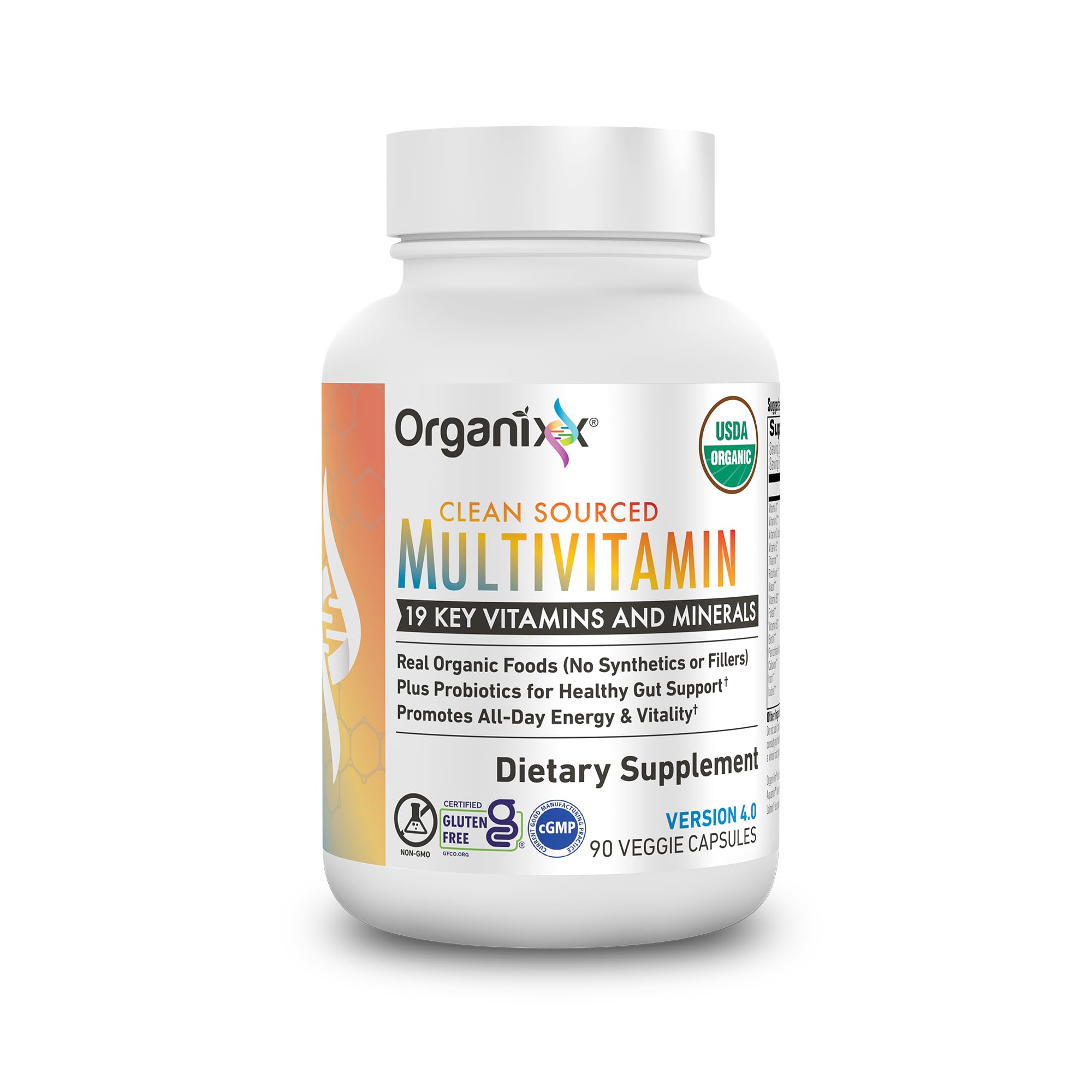 Organixx Clean Sourced Multivitamin for Women & Men, w/Vitamin C, D3, Vitamin B Complex, Probiotics, Organic Fruits & Vegetables, Supports Digestive Gut Health, Immune Support, 90 Vegan Gel Capsules Organixx uk supplements