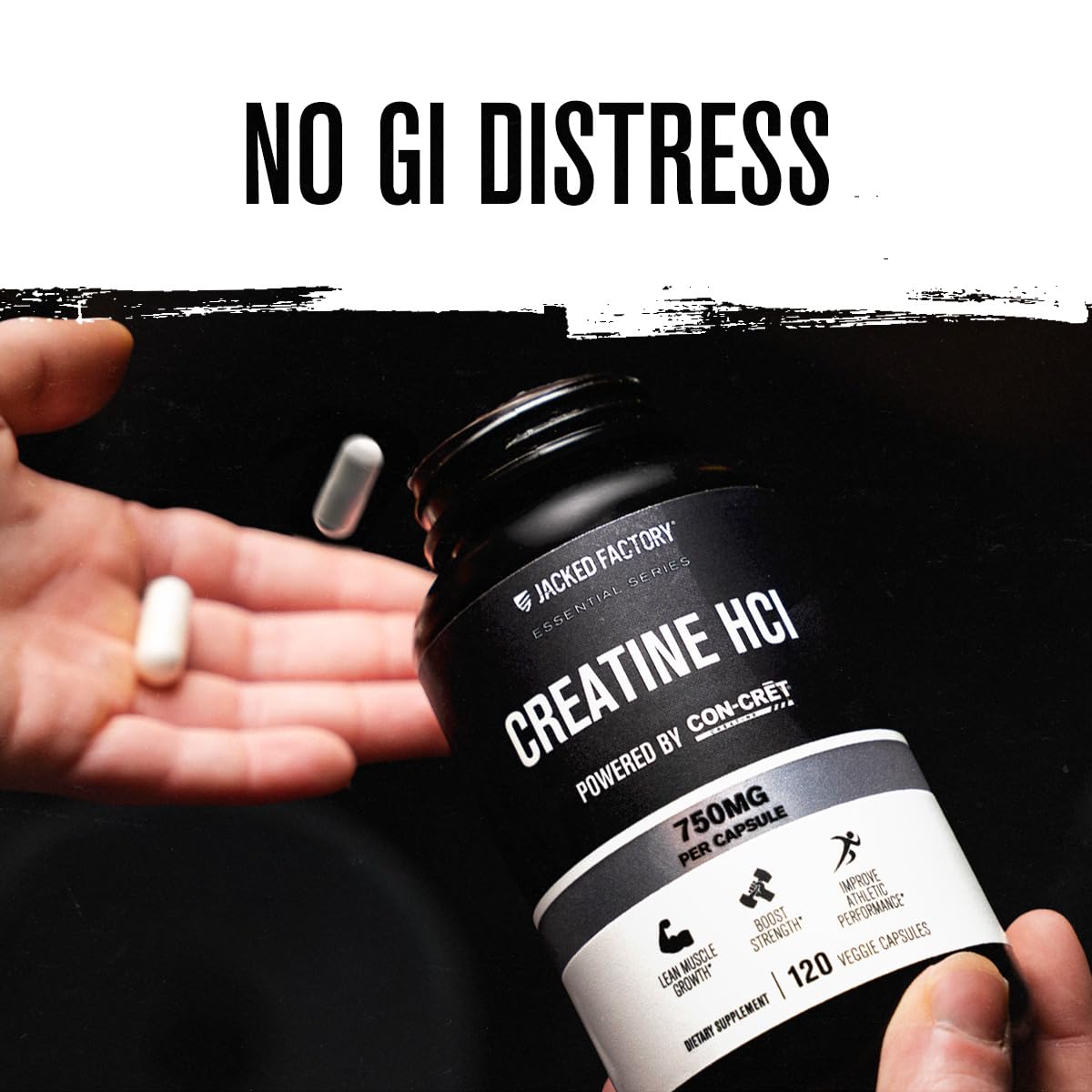Jacked Factory Creatine HCl Capsules - CON CRET Creatine Pills 750mg - Lean Muscle Growth & Recovery, Boost Strength & Endurance, No Bloating or Cramps - 120 Capsules Jacked Factory uk supplements