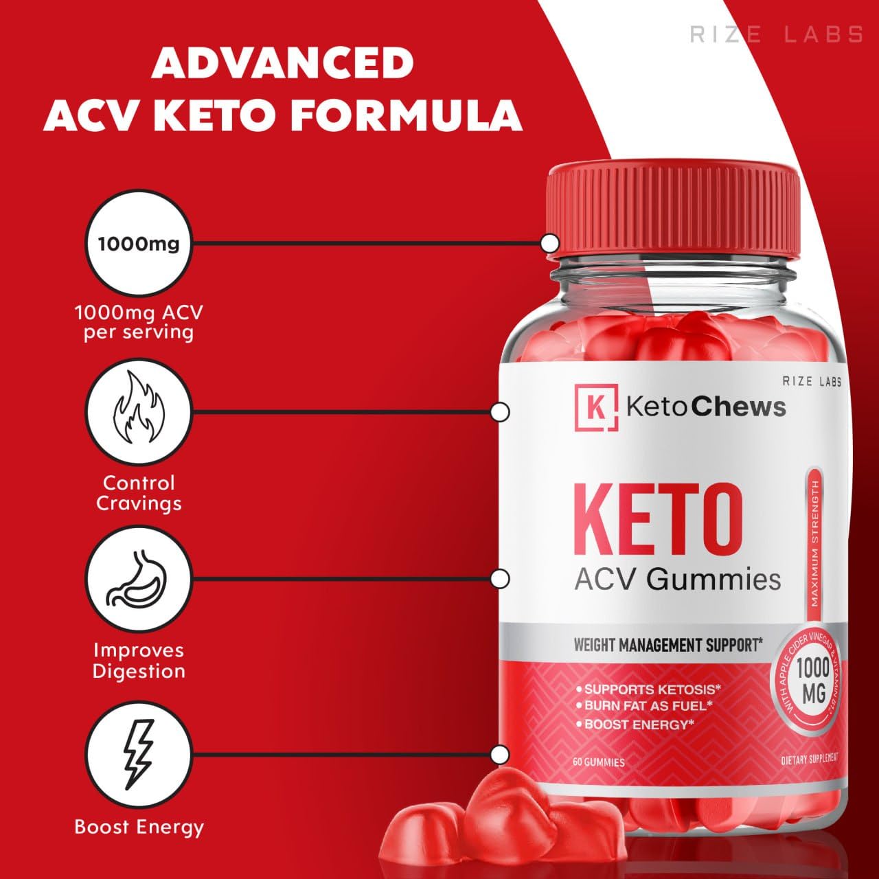 (2 Pack) Keto Chews Gummies - Keto Chews ACV Gummies for Weight Loss 525 MG rize labs uk supplements