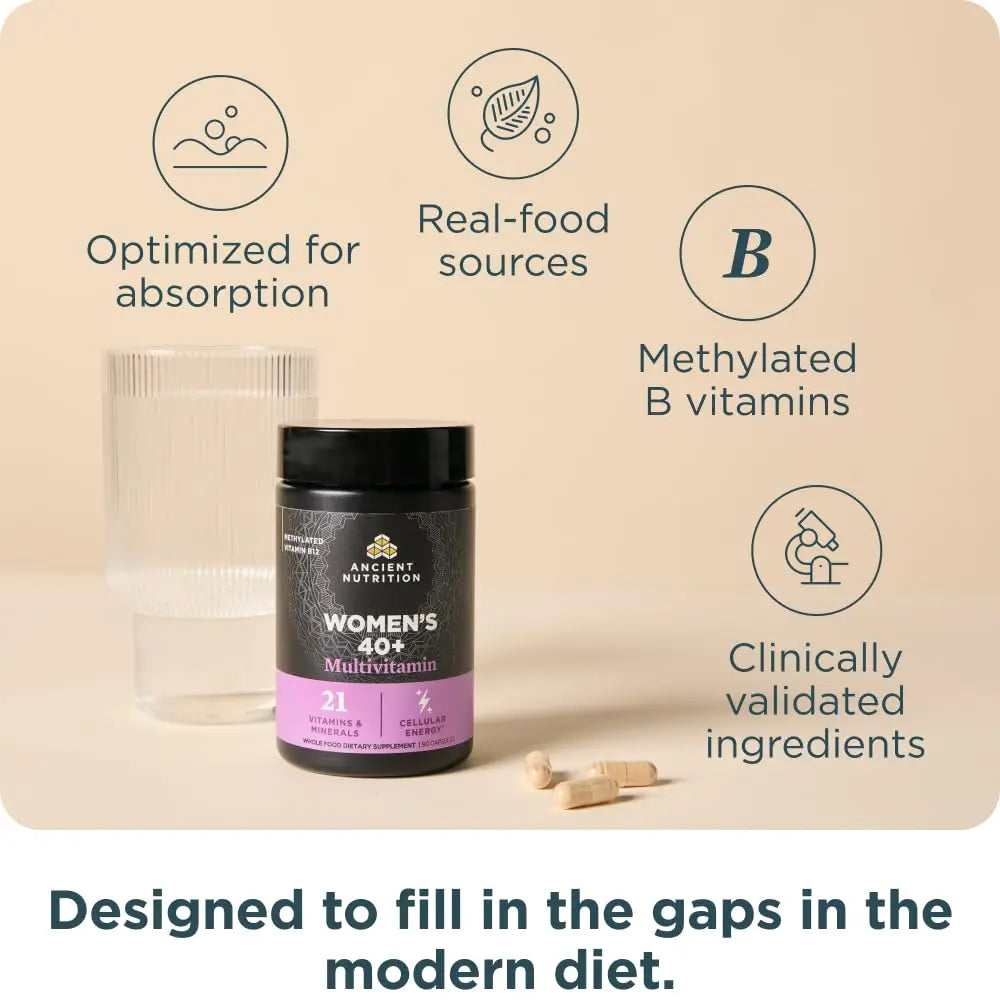 Ancient Nutrition Multivitamin for Women 40, Multi Vitamin and Immune Support with Vitamin D & C, 20 Vitamins and Minerals Ancient Nutrition uk supplements