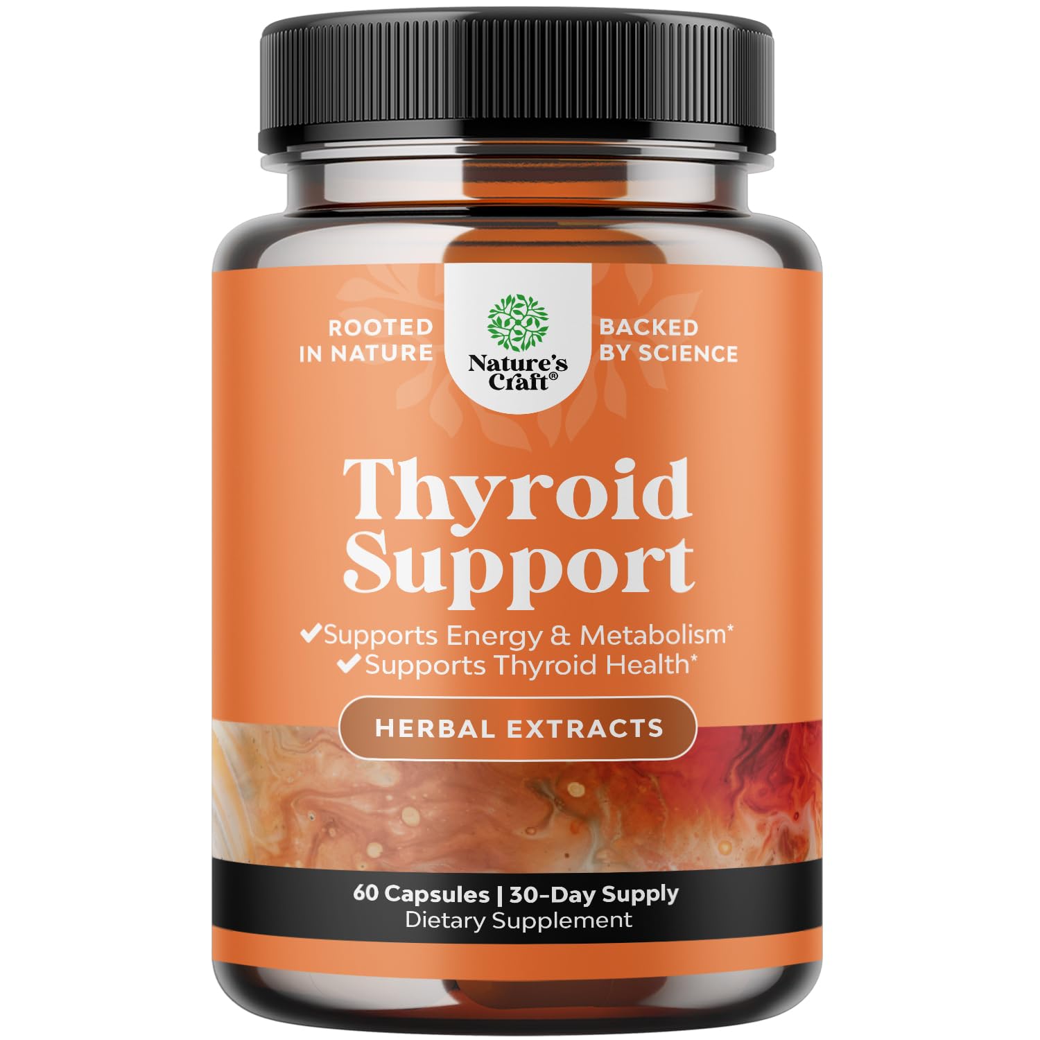 Herbal Thyroid Support Complex - Iodine Thyroid Supplement with L Tyrosine Bladderwrack Natures Craft uk supplements