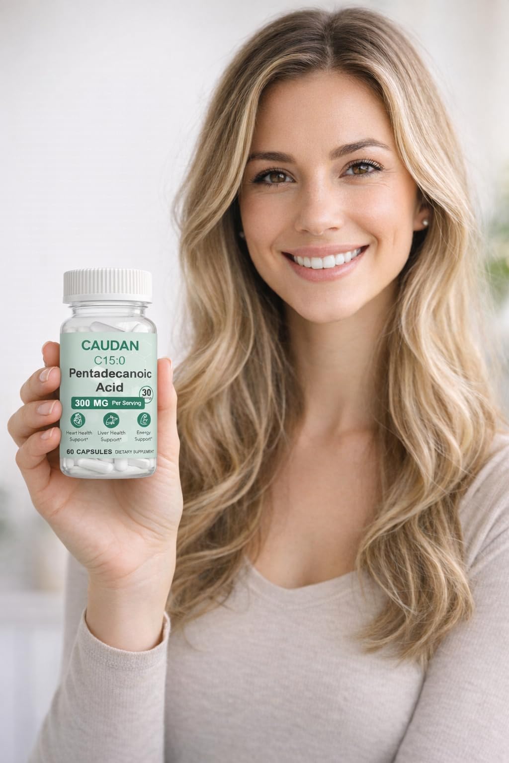 C15:0 Pentadecanoic Acid Supplement with Omega-3, CoQ10, NAD+, Vitamins, Essential Acids for Longevity Supplement, Liver Health, Energy Support - 60 ct CAUDAN uk supplements