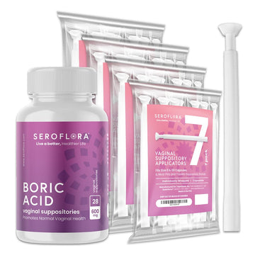Seroflora Boric Acid 600mg Feminine Capsules, Feminine pH Support, Intimate Freshness for Women, Fast-Dissolving Capsules (30 Count) with Applicators (28 Count) SEROVERA uk supplements