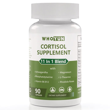 Whoyun Cortisol Supplement for Women, 11 in 1 Lower Cortisol Blend with Ashwagandha, Phosphatidylserine, Magnesium, L-Theanine, Vegan, 90 Capsules Whoyun uk supplements