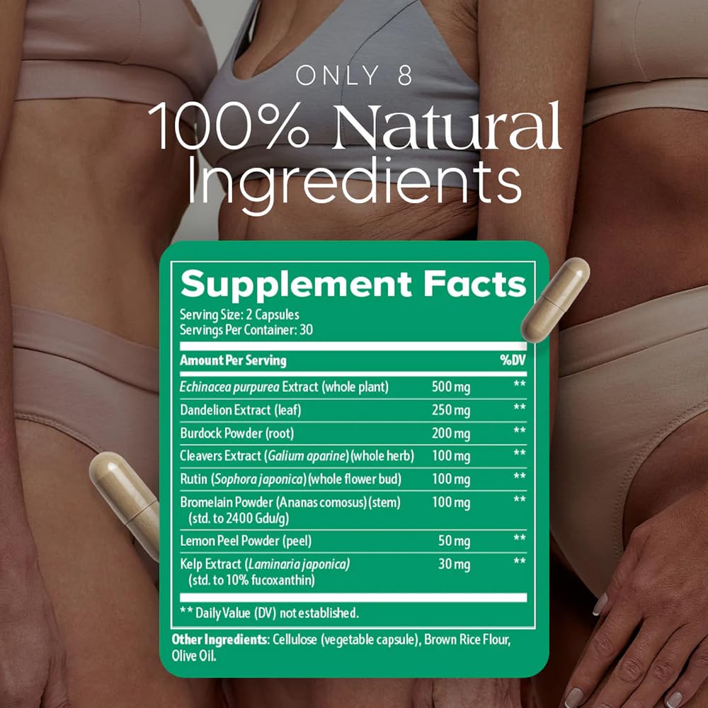 Megacephalus Lymphatic Drainage Capsules - New Maximum Potency Formula with Dandelion Extract, Cleavers Extract, Natural Ingredients, Vegan & Non-GMO, 60 Capsules (1) Megacephalus uk supplements