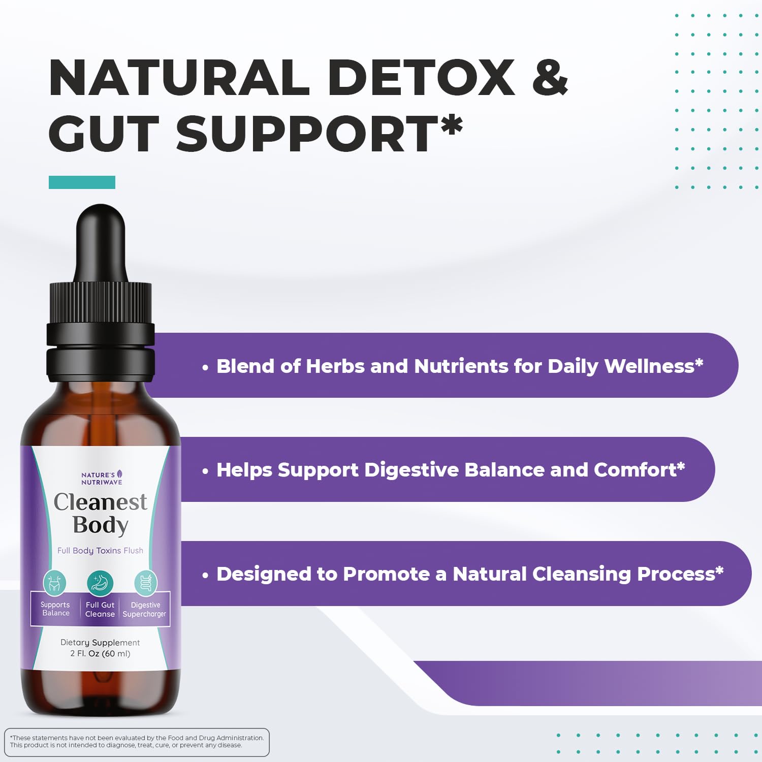 Nature’s NutriWave Cleanest Body – Natural Detox Liquid Supplement with Fennel Seed, Marshmallow Root & Peppermint Oil – Non-GMO, Made in USA, 2 fl. oz.(60ml), 1 Month Supply Nature’s NutriWave uk supplements
