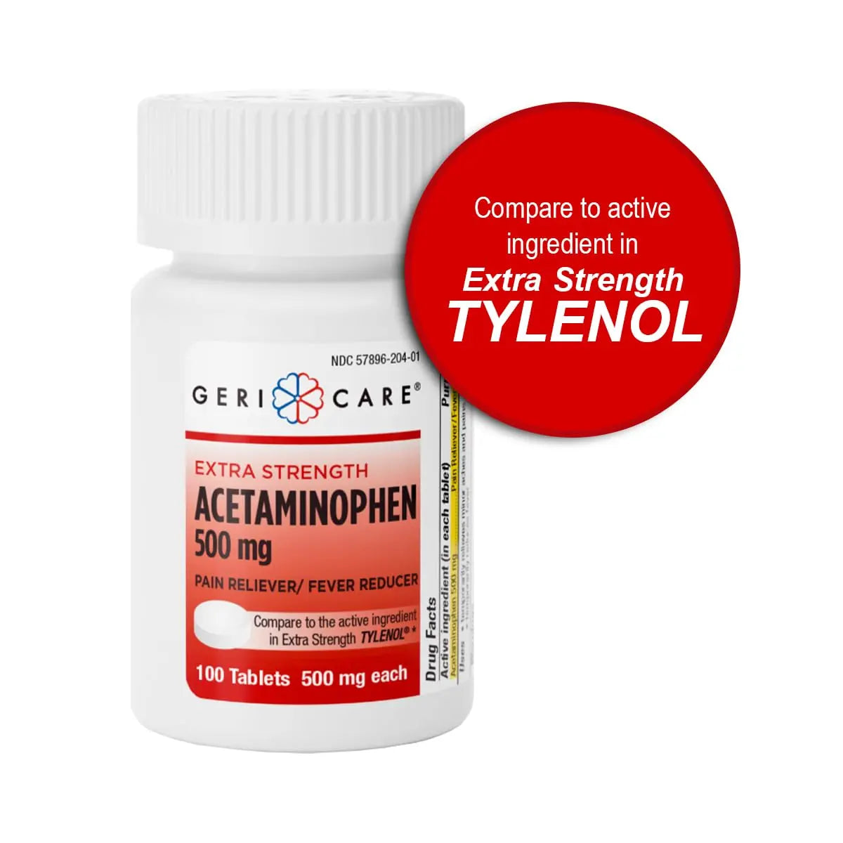 GeriCare Extra Strength Acetaminophen Pain Relief Fever Reducer Tablets, Strength 500mg Tablet | Joint, Muscle, Arthritis, Back Pain, Body Pain Relief, 100 Count (Pack of 2) GeriCare uk supplements
