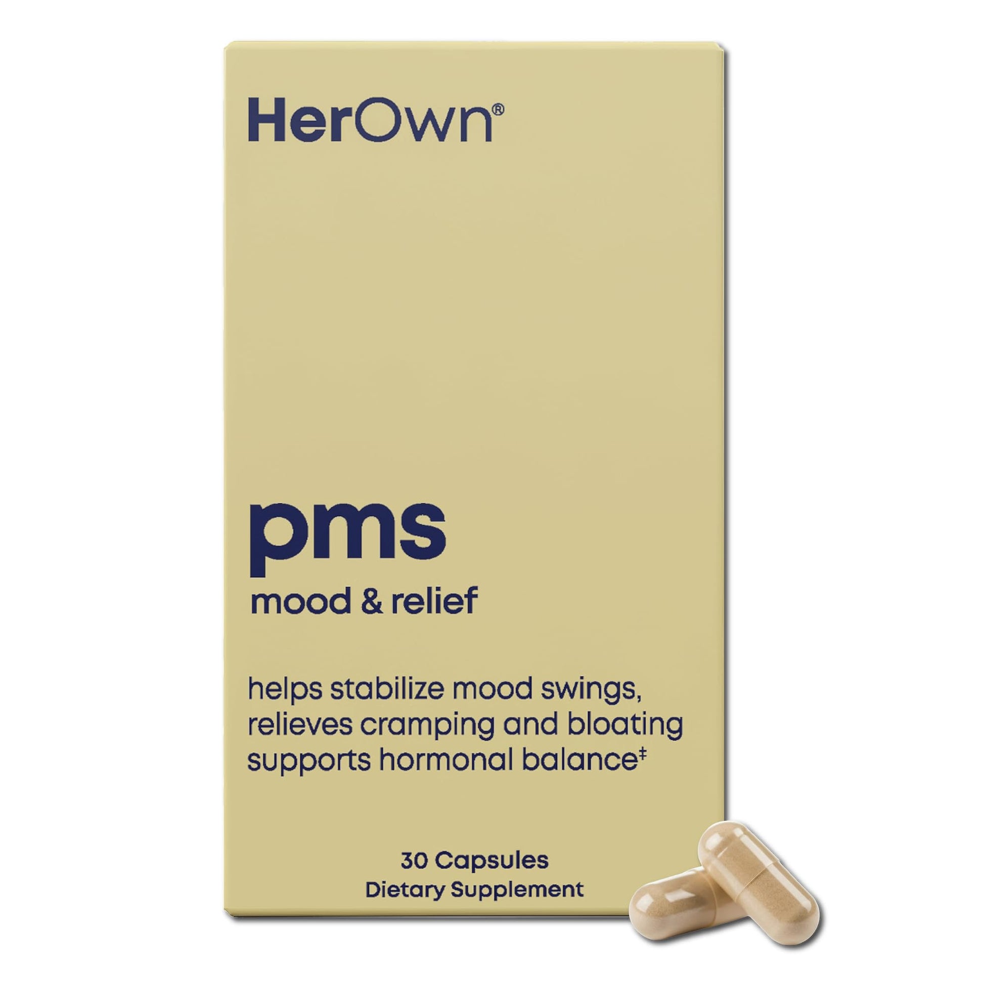 her own PMS, Supports PMS Symptoms, Promotes Positive Mood, Natural Hormone Balance, Helps Relieve Cramping, Hot Flashes Menopause Relief, Gluten and Soy Free, Vegan, 30 Capsules, 30 Servings her own uk supplements