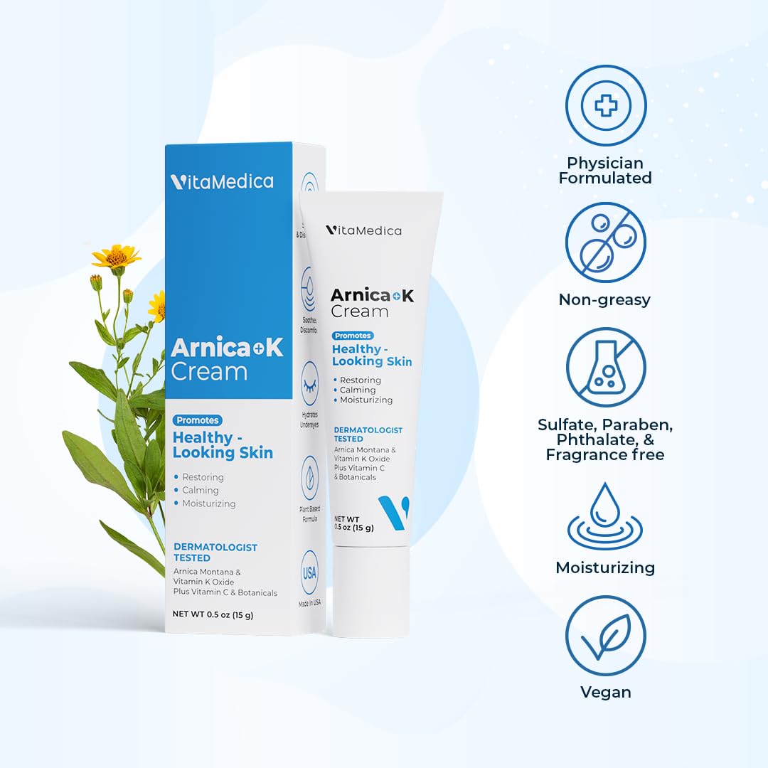 VitaMedica Arnica + Vitamin K Bruise Recovery Cream for Face & Under-Eye, Sensitive-Skin Formula, Post-Procedure Support, 0.5 oz VitaMedica uk supplements