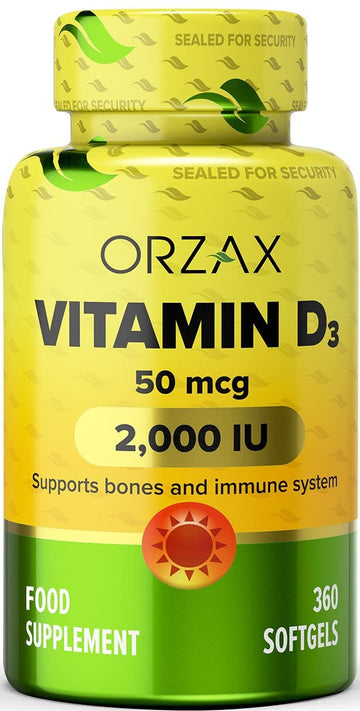 ORZAX Vitamin D3 2000 iu (50 mcg) - 1 Year Supply for Strong Muscle Function ORZAX uk supplements