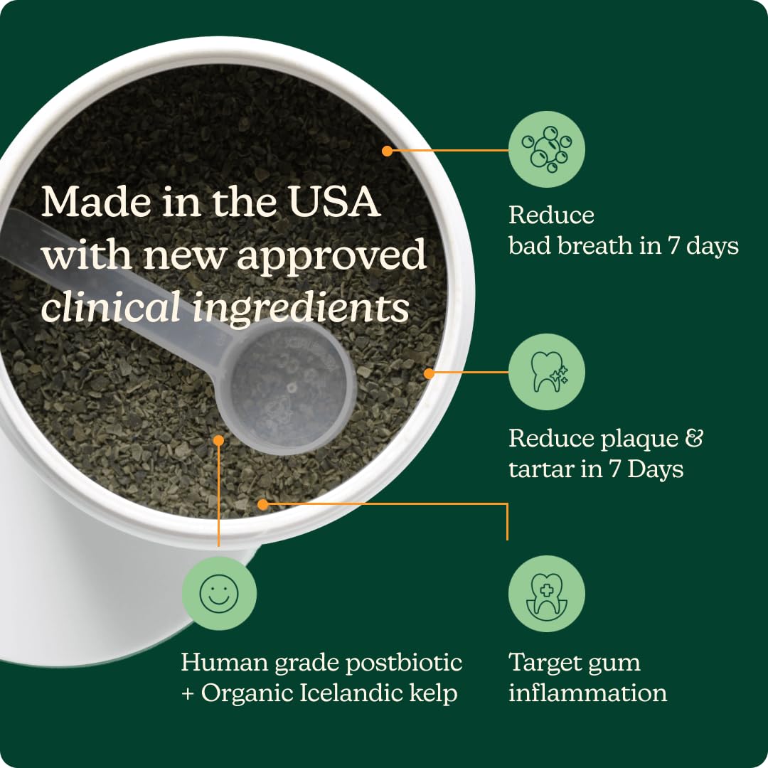 Reggie Dental Powder for Dogs | Reduce Bad Breath in 7 Days, Plaque & Tartar Control | Natural Dog Dental Supplement | Postbiotic Formula with Organic Kelp | Vet-Approved & Made in USA | 60 Servings Reggie uk supplements