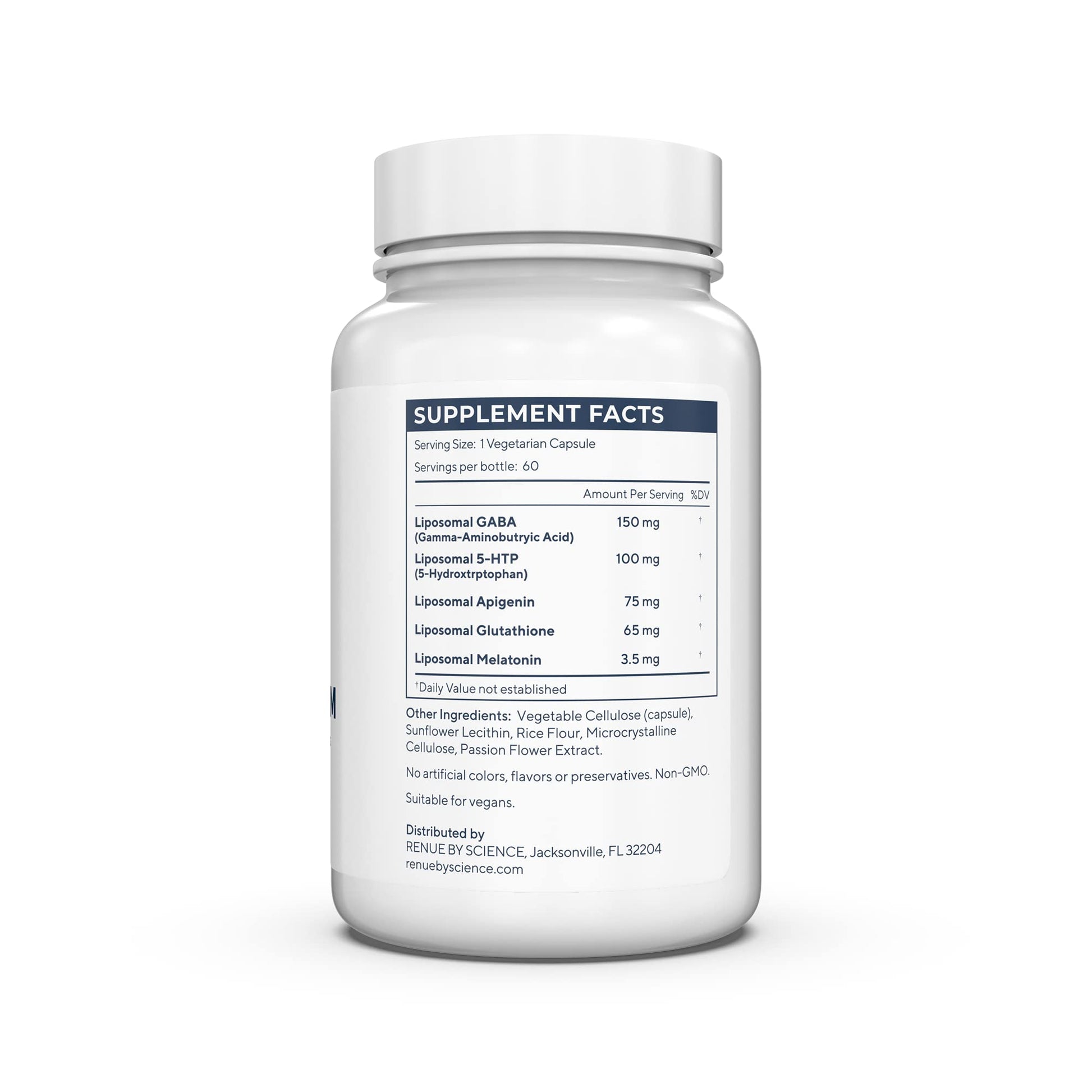 Renue By Science Restore PM | Liposomal Melatonin GABA Supplements | 60 Capsules with Melatonin (3.5mg) 5HTP (100mg) Glutathione (65mg) Apigenin (75mg) GABA (150mg) - Non-GMO | Made in The USA Renue By Science uk supplements
