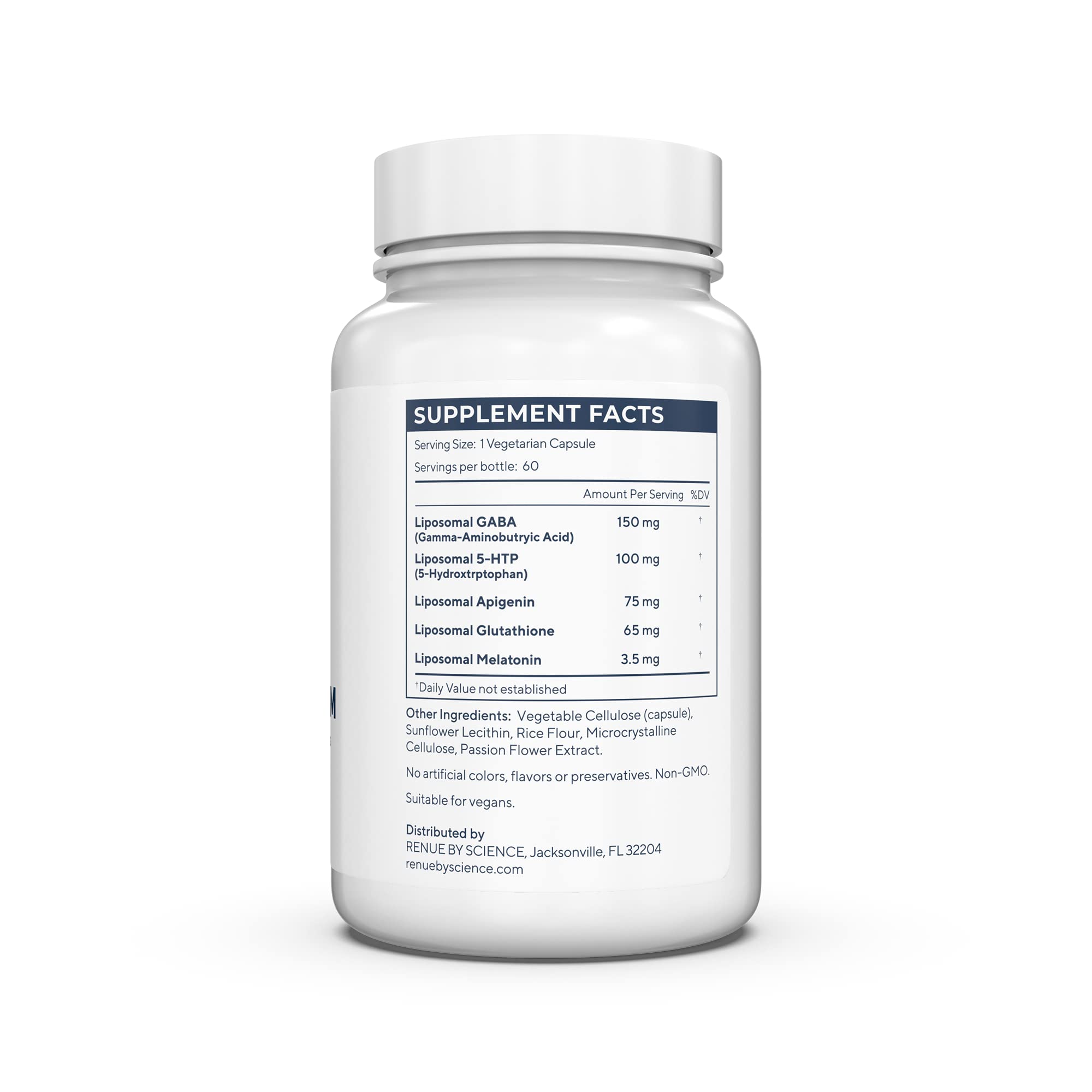 Renue By Science Restore PM | Liposomal Melatonin GABA Supplements | 60 Capsules with Melatonin (3.5mg) 5HTP (100mg) Glutathione (65mg) Apigenin (75mg) GABA (150mg) - Non-GMO | Made in The USA Renue By Science uk supplements