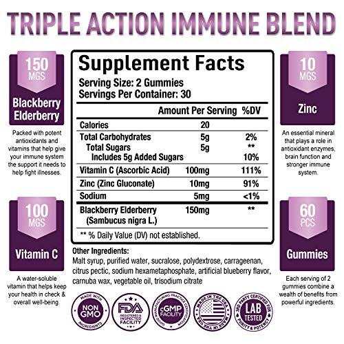 Premium Elderberry Gummies - Sambucus Elderberry Gummies for Adults - Black Elderber Purely Optimal uk supplements