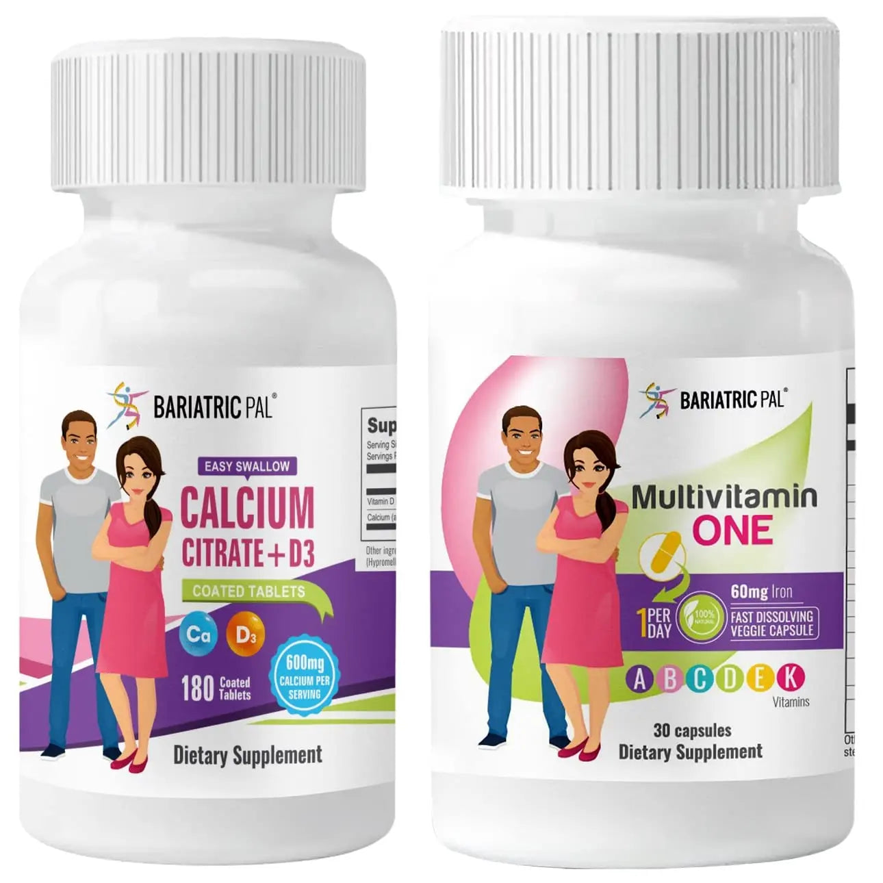 BariatricPal 30-Day Bariatric Vitamin Bundle Multivitamin ONE 1 per Day! Capsule with 60mg Iron Easy Swallow Calcium Citrate BariatricPal uk supplements