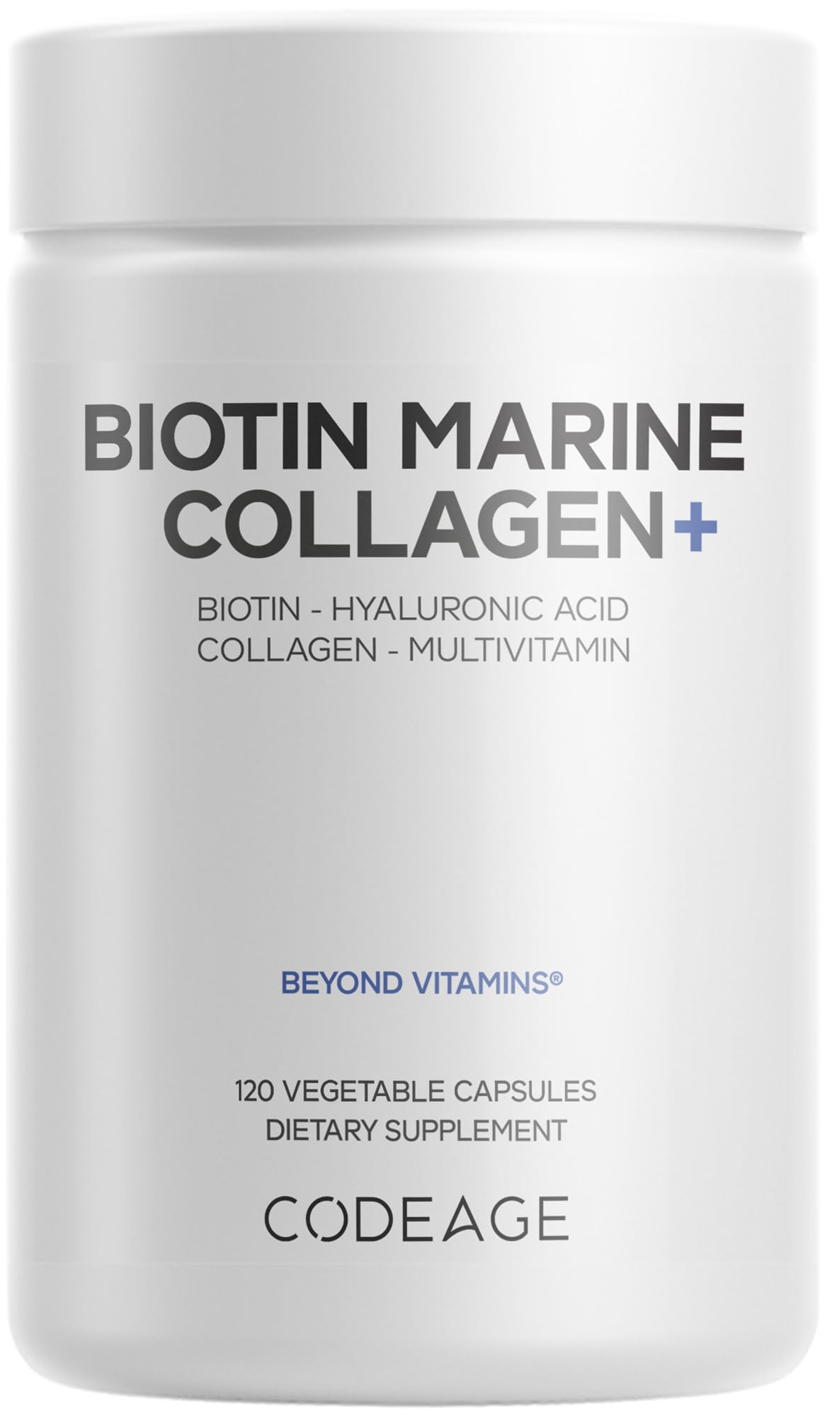 Codeage Biotin Marine Collagen Peptides - Wild-Caught Marine Collagen Types I & III, Biotin, Vitamins C & E, Hyaluronic Acid, Amino Acids, Fruit and Herb Blend, Non-GMO - 120 Capsules Codeage uk supplements