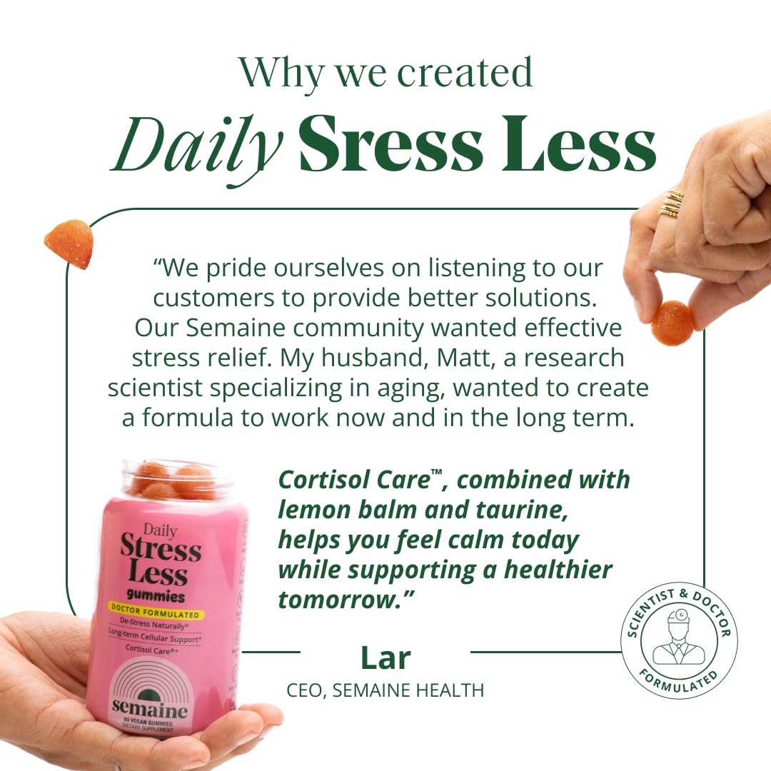 Semaine Stress Less Gummy with Cortisol Care™ 60 Count – Daily Support for Stress, Mood & Sleep Semaine uk supplements