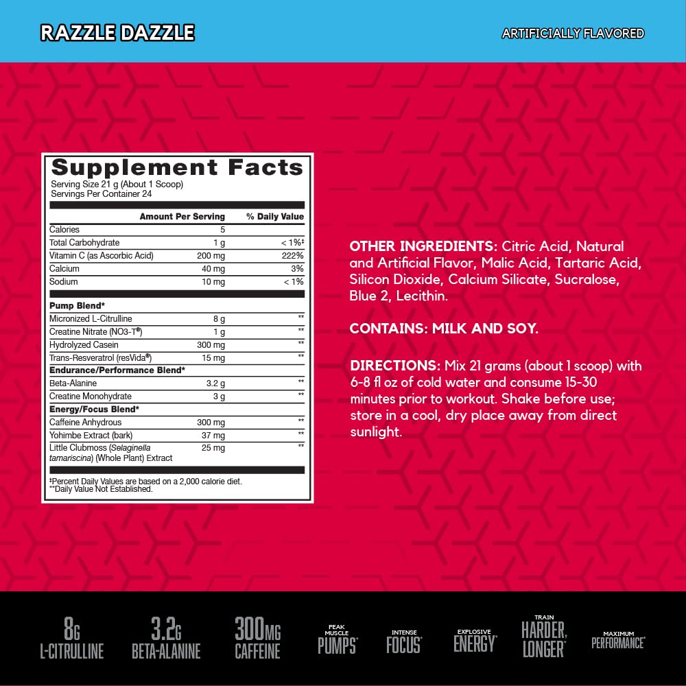 BSN N.O.-XPLODE Vaso Pre Workout Powder with 8g of L-Citrulline and 3.2g Beta-Alanine BSN uk supplements
