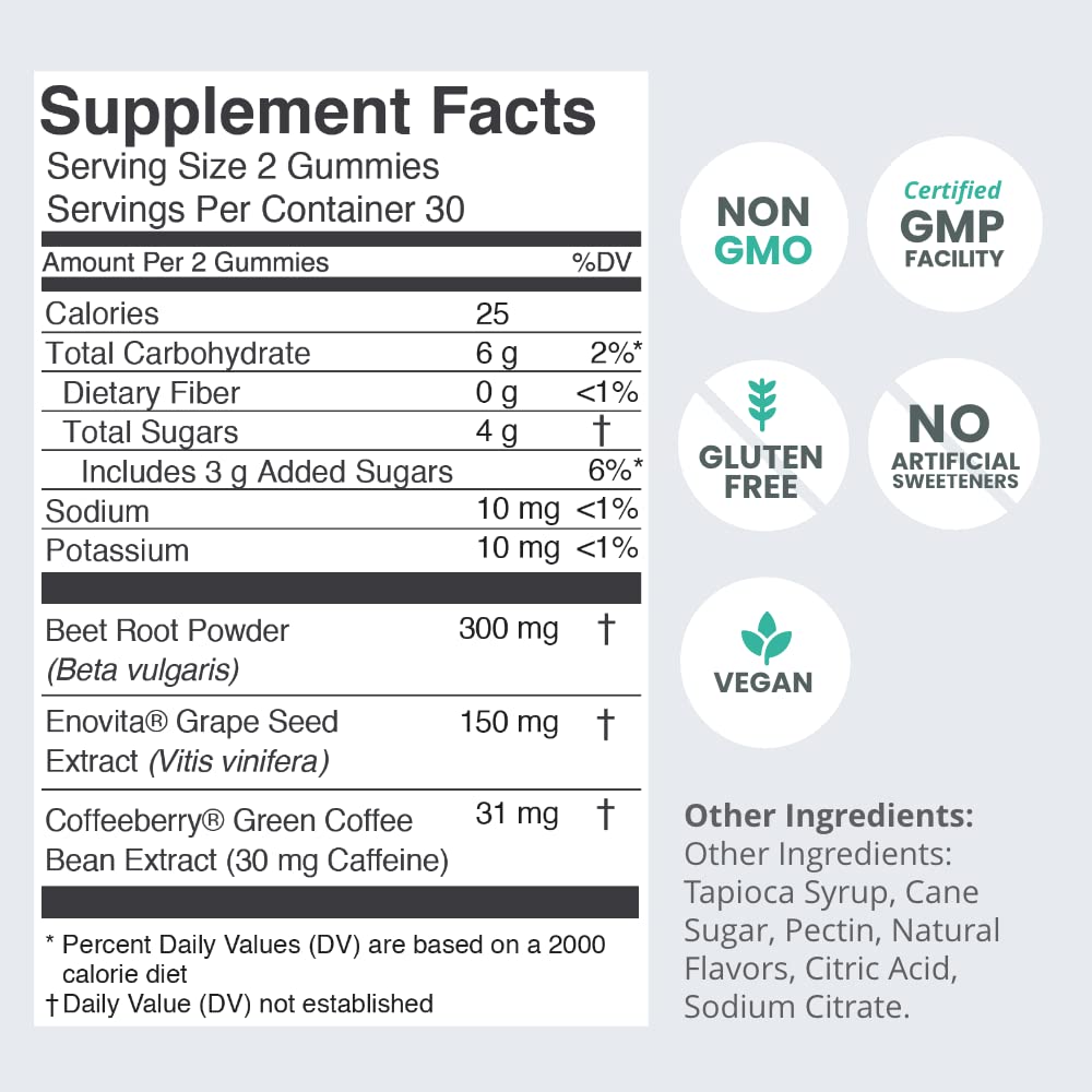 humanN SuperBeets Energy Gummies - Quick Energy & Mental Focus - Help Increase Nitric humanN uk supplements