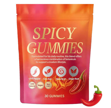 Spicy Gummy, Hot Peach Gummies – Natural Chili Flavor, Promote Calmness and Intimacy Wellness, 30 Gummies Voererh uk supplements