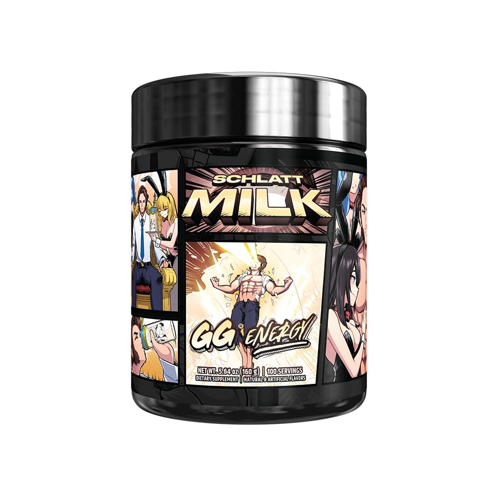 Gamer Supps GG Energy - Schlatt Milk by jschlatt (100 Servings) - Keto Friendly Gaming Energy and Nootropic Blend, Sugar Free + Organic Caffeine + Vitamins + Immune Support, Powder Drink Gamer Supps uk supplements
