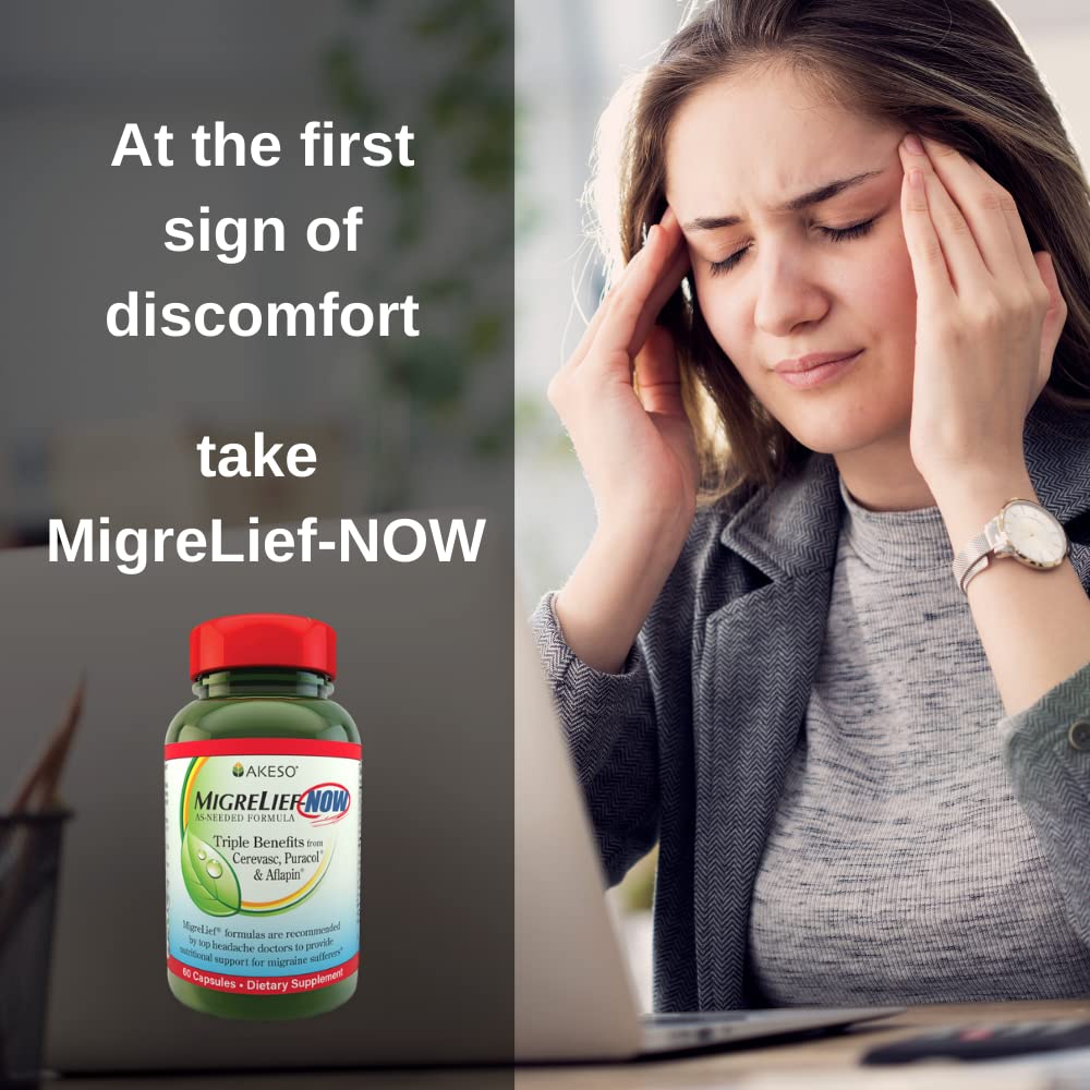 MigreLief-Now Fast-Acting Formula, As-Needed Nutritional Support for Migraine and Headache Sufferers - 60 Vegetarian Capsules MigreLief uk supplements