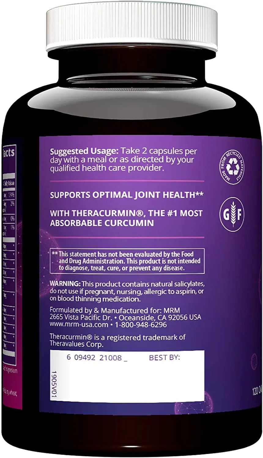 MRM Nutrition Joint Synergy™+ | Joint Health | with Theracurcumin® | Gluten-Free | 120 Capsules MRM uk supplements