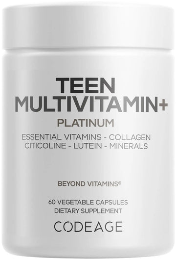 Codeage Teen Multivitamin+ Platinum Supplement - Vitamins A, C, D3, E, K2, B6, B12, Minerals, Probiotics, Citicoline Codeage uk supplements