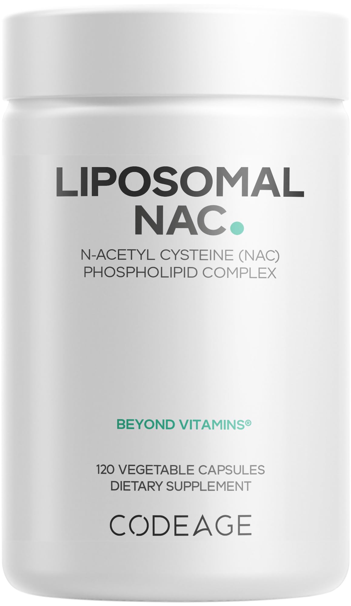 Codeage Liposomal NAC Supplement - N-Acetyl L-Cysteine Amino Acid - 2 Month Supply - Free-Form NAC - Phospholipid Complex - Vegan, Non-GMO, Gluten-Free, Dairy-Free - 120 Capsules Codeage uk supplements