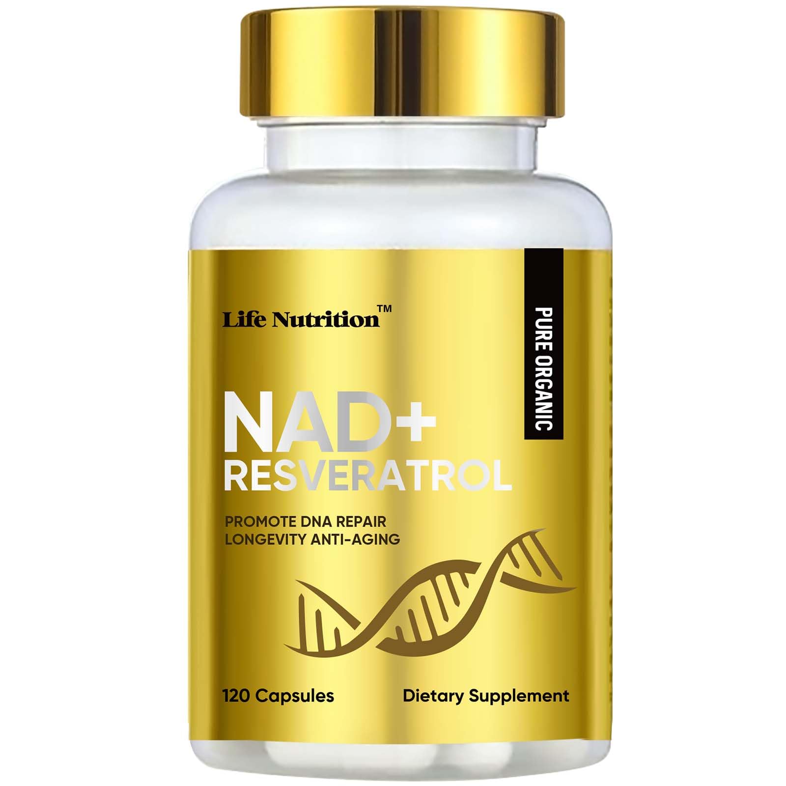 Life Nutrition NAD+ Supplement 1000 mg - 120 Capsules True NAD+ & Resveratrol, NMN Alternative Supports Anti-Aging, Cellular Energy & Repair, Metabolism & Brain Boost for Men & Women Life Nutrition uk supplements