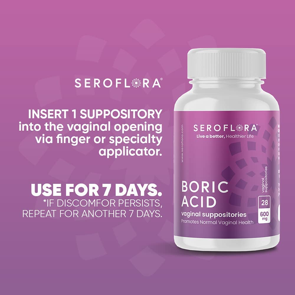 Seroflora Boric Acid Vaginal Suppositories 600 mg 28 Capsules - Boric Acid Pills for Women Seroflora uk supplements