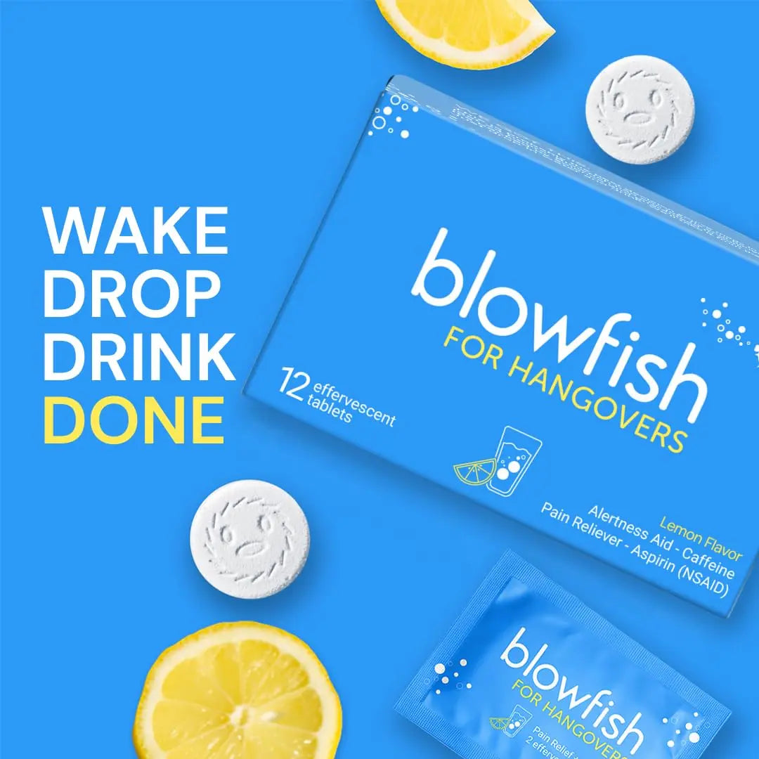 Blowfish for Hangovers - Fast Hangover Relief in 15 Minutes | FDA-Recognized Formulation | Headache Relief, Energy, and Hydration in One Step Blowfish uk supplements