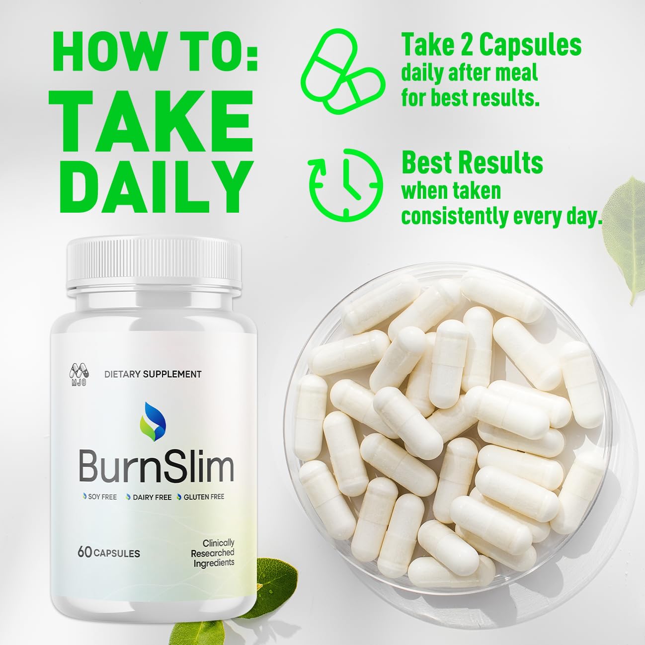 Burn Slim Capsules, Official Burnslim Pills with All Natural Ingredients, Advanced Burn Slim Health and Wellness Vitamin Supplement Supporting Active Lifestyle for Women and Men (60 Capsules) MJO uk supplements