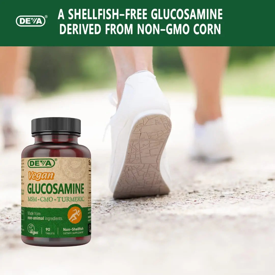 Deva Vegan Glucosamine-MSM-CMO & Turmeric Supplement - Gluten Free Plant Based Nutritional Supplement - 90 Tablets, 1-Pack DEVA uk supplements