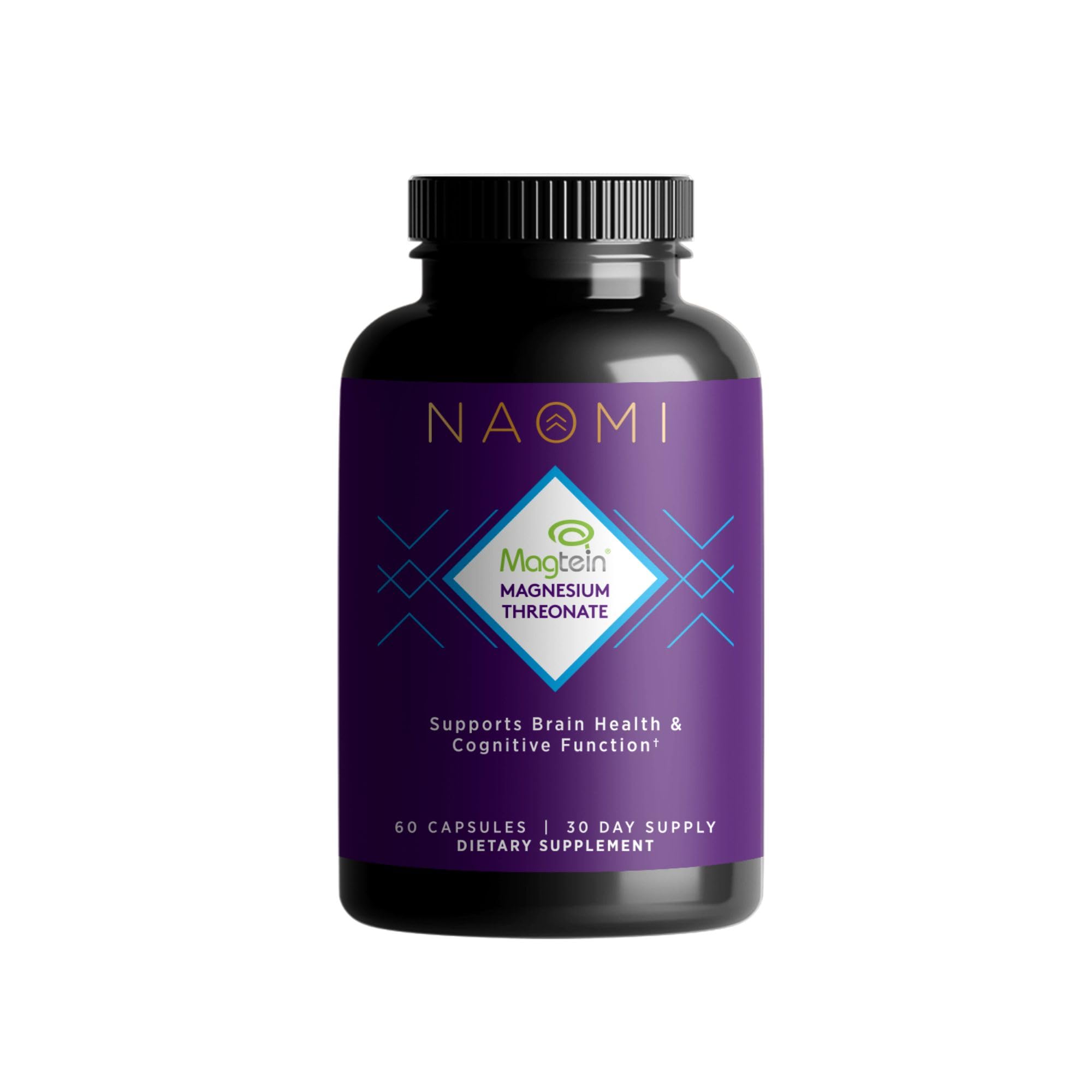 NAOMI Magnesium L-Threonate with 2,000mg Patented Magtein®, High Absorption Elemental Magnesium, Memory Supplement - Brain Health, Focus, Nerve Support, Heart Health, Natural Sleep Aid, 60 Veggie Caps NAOMI uk supplements
