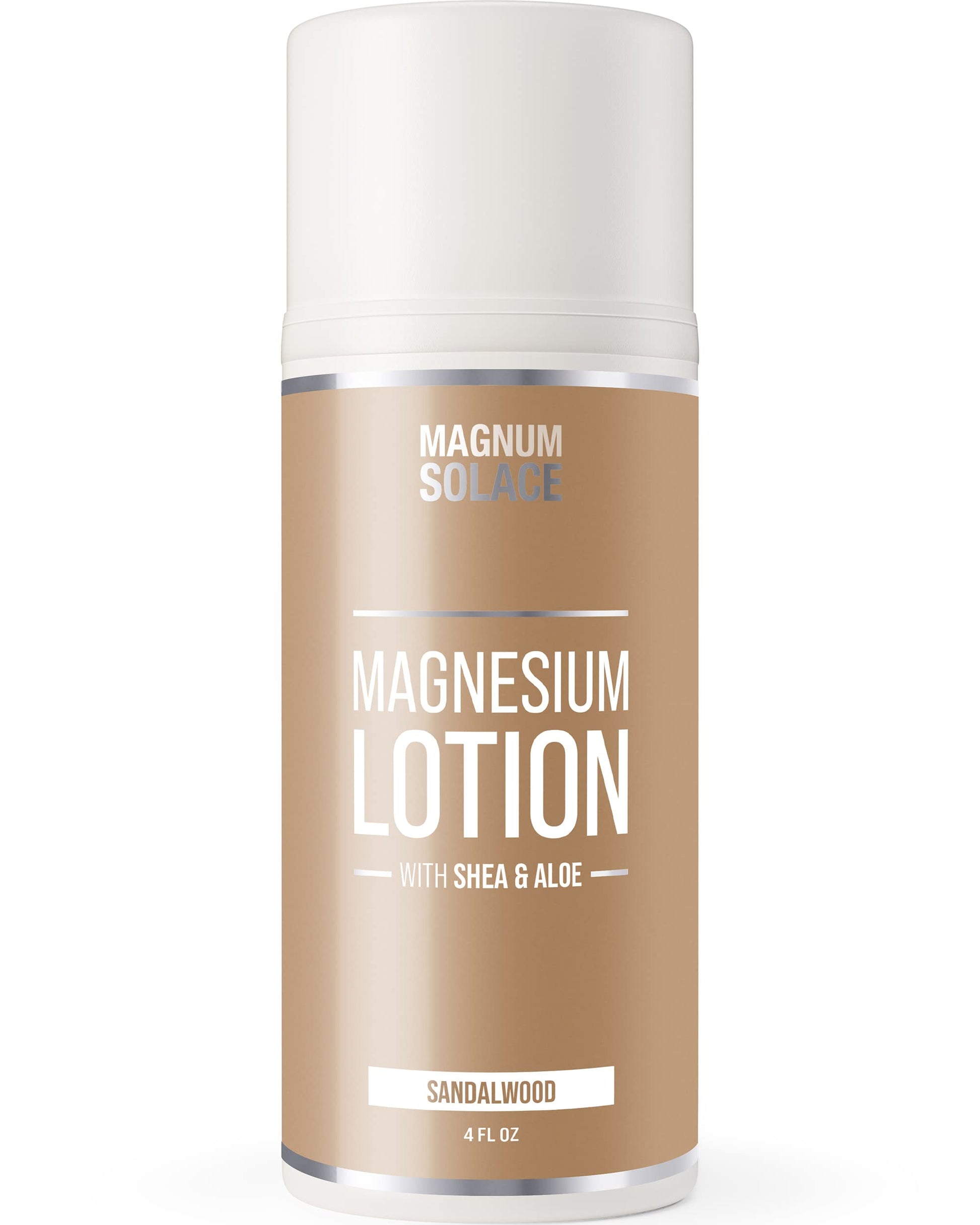 Magnum Solace Magnesium Lotion – Super Concentrated – Made with Aloe and Shea – For Leg Cramps, Sore Muscles & Joints, Rejuvenation – Safe for Kids, Made in the USA (Sandalwood) Magnum Solace uk supplements