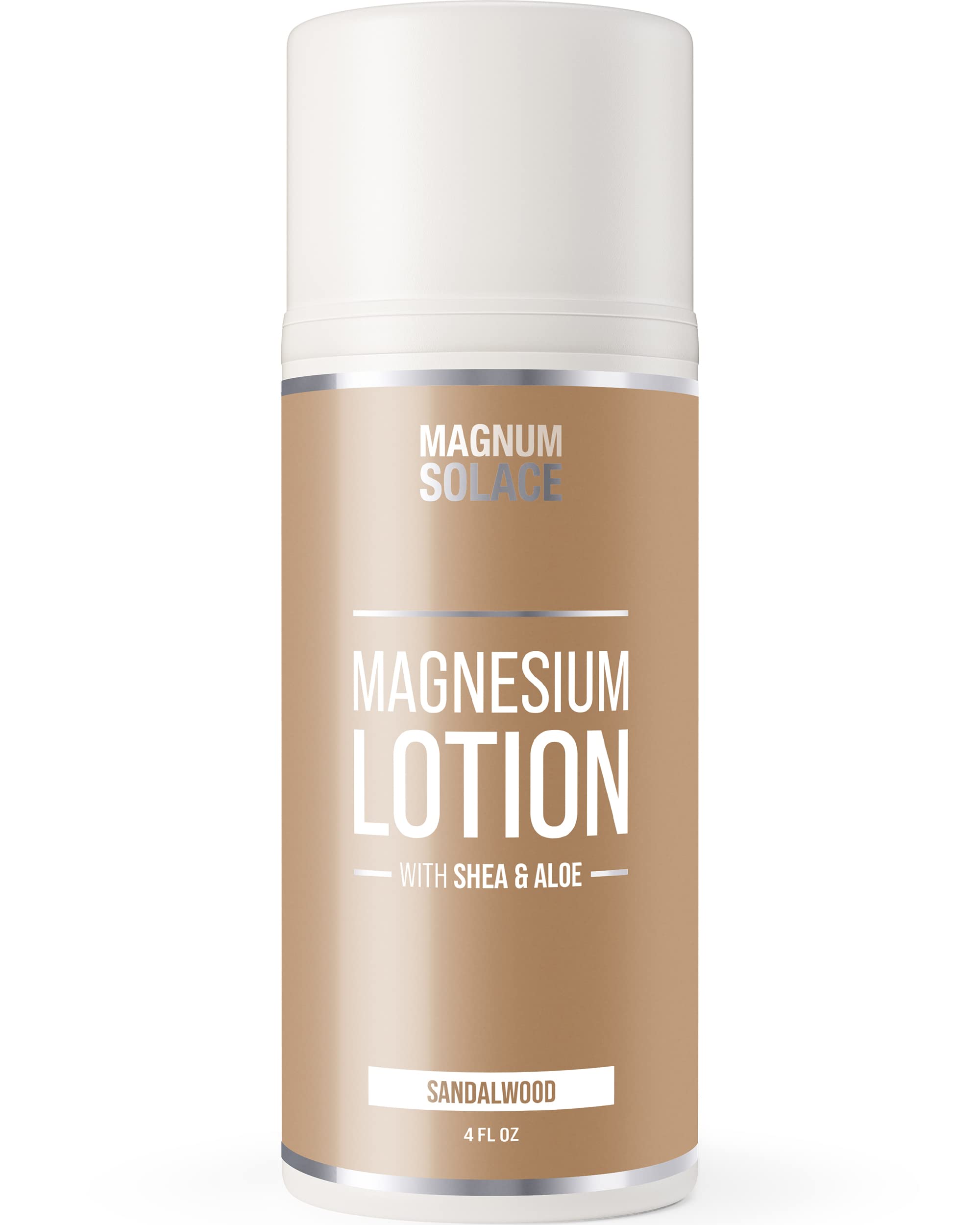 Magnum Solace Magnesium Lotion – Super Concentrated – Made with Aloe and Shea – For Leg Cramps, Sore Muscles & Joints, Rejuvenation – Safe for Kids, Made in the USA (Sandalwood) Magnum Solace uk supplements