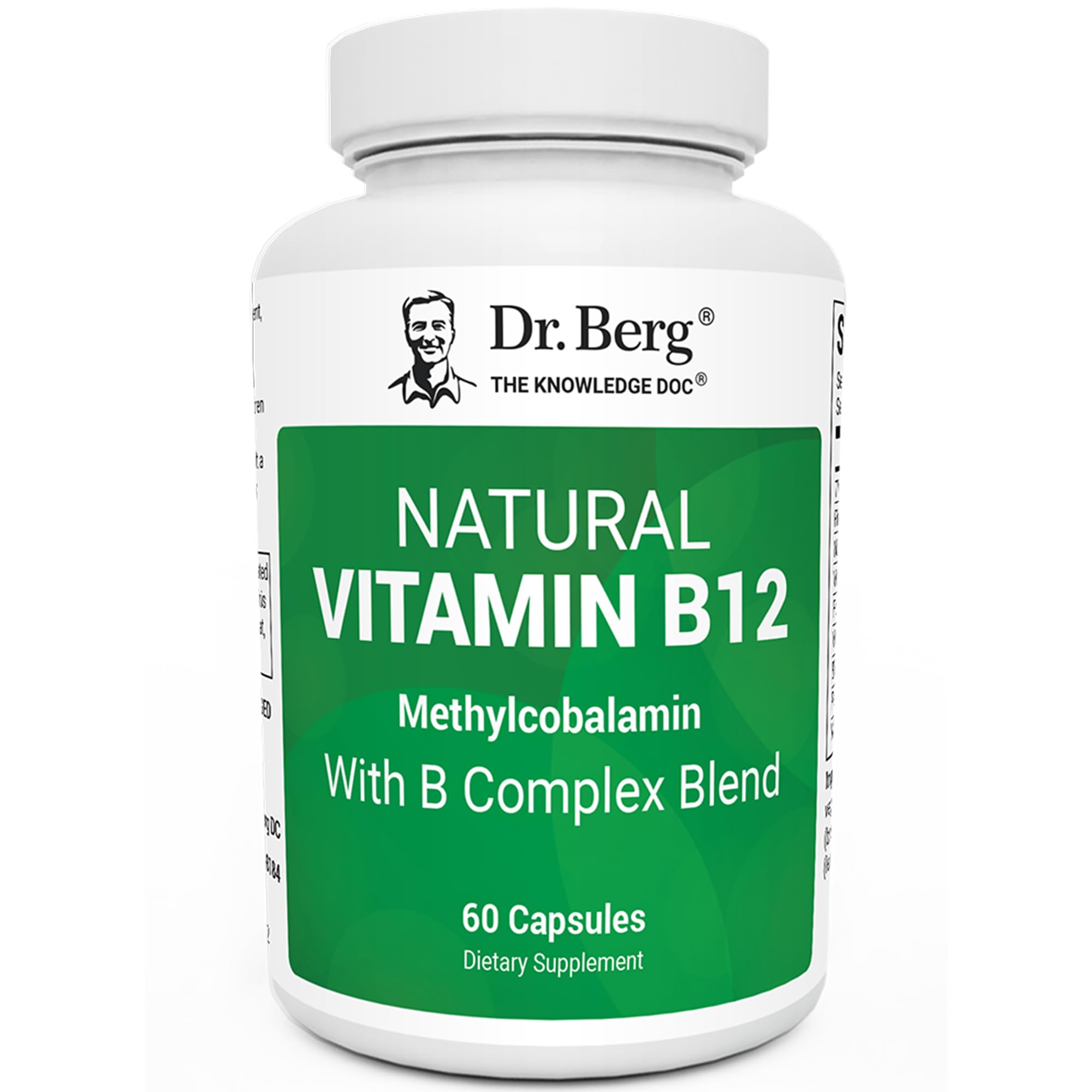 Dr. Berg Natural Vitamin B12 1000 mcg with B Complex Blend - Methylcobalamin B12 for Energy, Nerve Health, and Cognitive Function* - Methylated B12 with Folate - 60 Capsules (2-Month Supply) Dr. Berg Nutritionals uk supplements