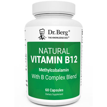 Dr. Berg Natural Vitamin B12 1000 mcg with B Complex Blend - Methylcobalamin B12 for Energy, Nerve Health, and Cognitive Function* - Methylated B12 with Folate - 60 Capsules (2-Month Supply) Dr. Berg Nutritionals uk supplements