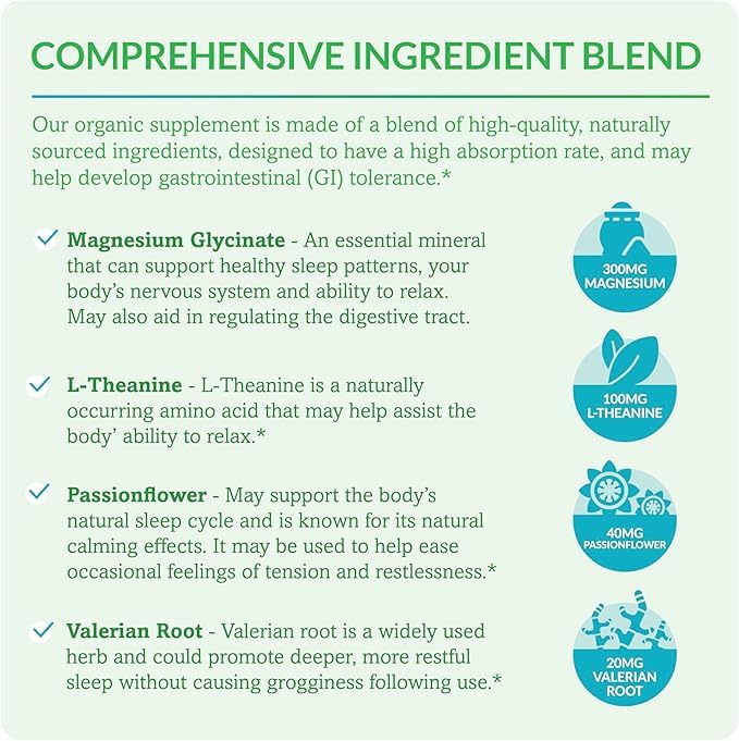 Dr. Olivia Naturals Magnesium Glycinate Complex - L-Theanine, Passionflower & Valerian Root for Sleep Support Supplement, Nerve & Muscle Health, High Absorption - 90 Vegetarian Capsules Dr. Olivia Naturals uk supplements