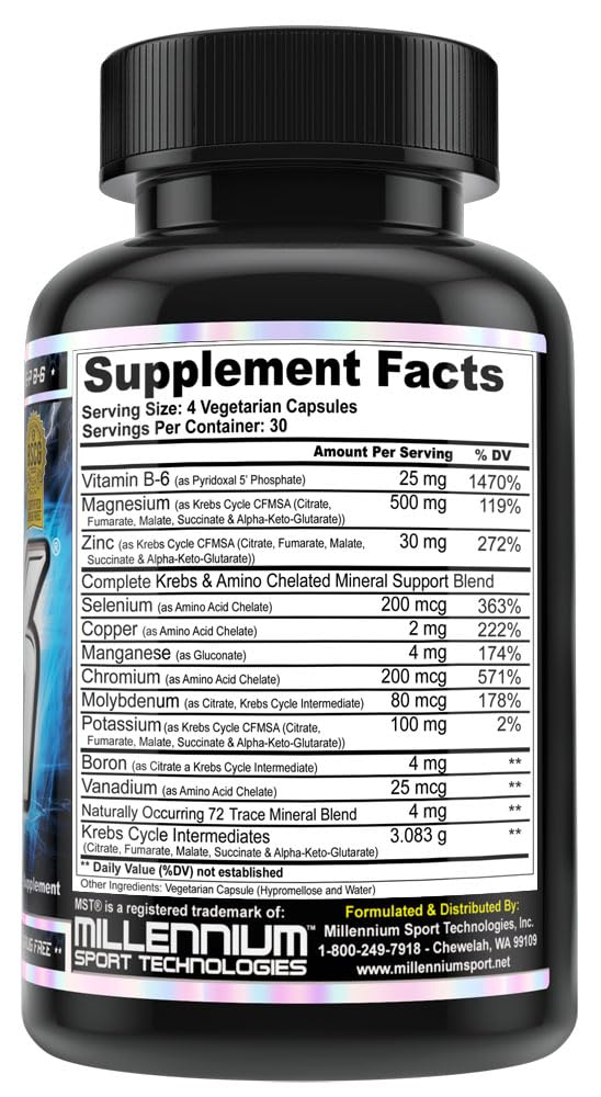 MST ZMK (Zinc & Magnesium as Krebs Chelates (as Citrate, Fumarate, Malate, Succinate, Alpha-Keto-Glutarate. With Mineral Support Blend & Trace Minerals. Support ATP, Sleep, Muscle Recovery, 120 V Caps MST uk supplements