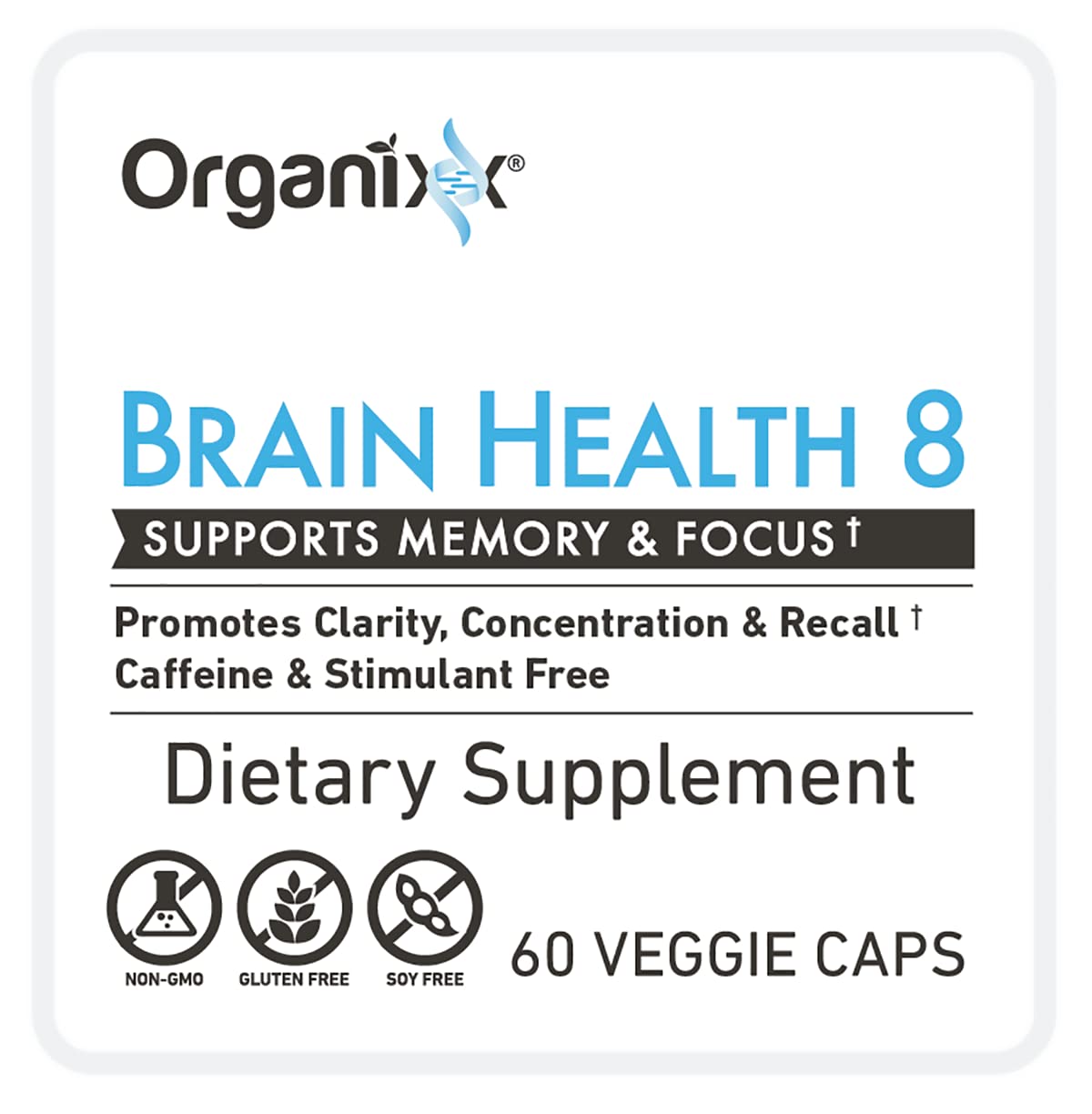 Organixx Ageless Brain Powerful Brain Health Supplement to Support Brain Function, Clarity, Focus, Re-Energize Brain Cells, Helps Promote a Balanced Mood, Gluten Free, Non GMO, 60 Vegetarian Capsules Organixx uk supplements