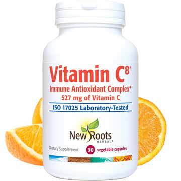 Vitamin C8 + Zinc Supplement for Higest Absorption (90 Capsules) | 527mg per Portion | 8 Buffered Sources of Vitamin C with Bioflavonoids, Green Tea & Quercetin for Stronger Defense | 3 months Supply NEW ROOTS HERBAL uk supplements